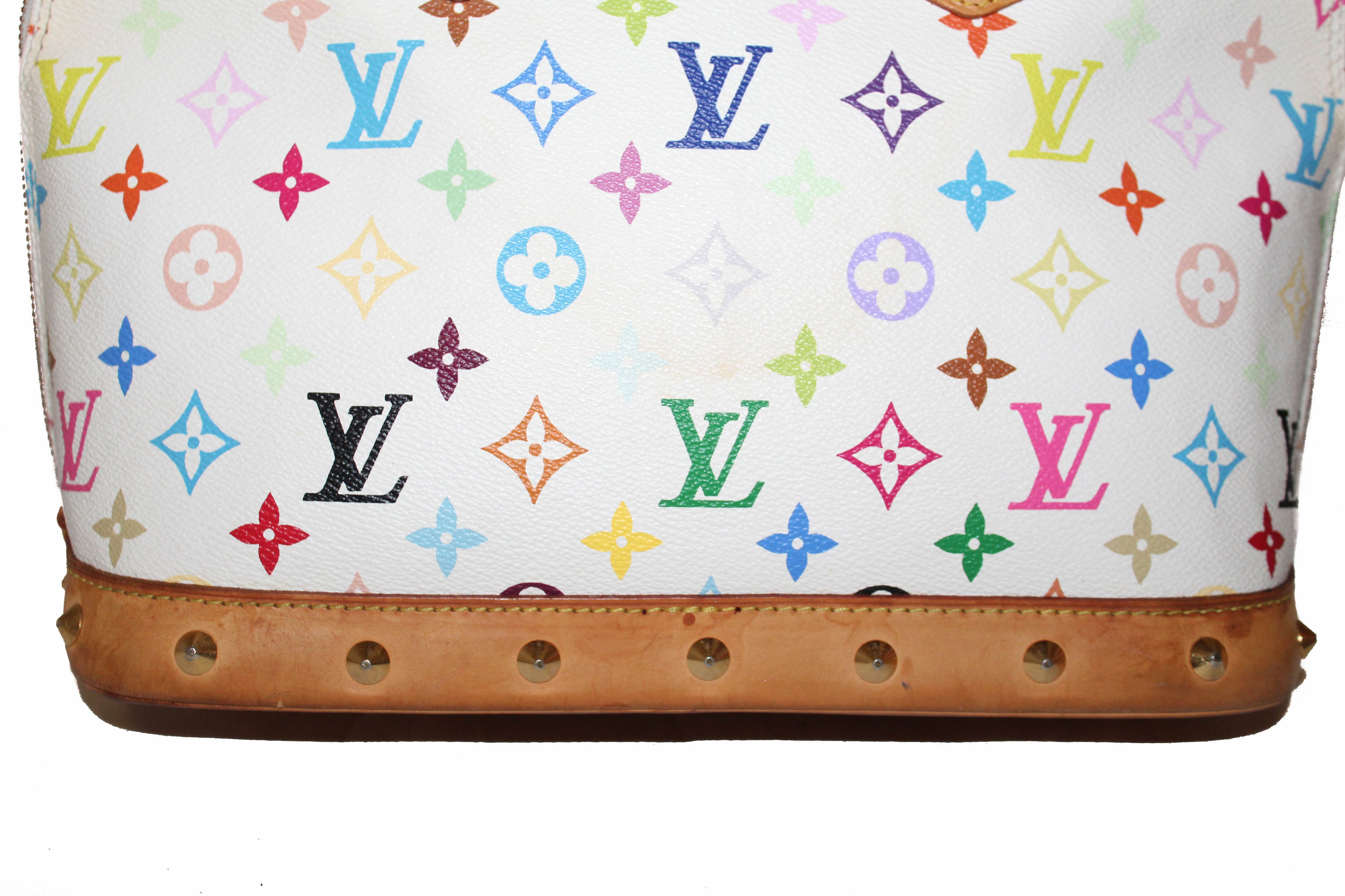 Authentic Louis Vuitton White Multicolore Monogram Alma PM Handbag - Luxury Designer Shoulder Bag for Women, Perfect for Work, Travel & Evening Events