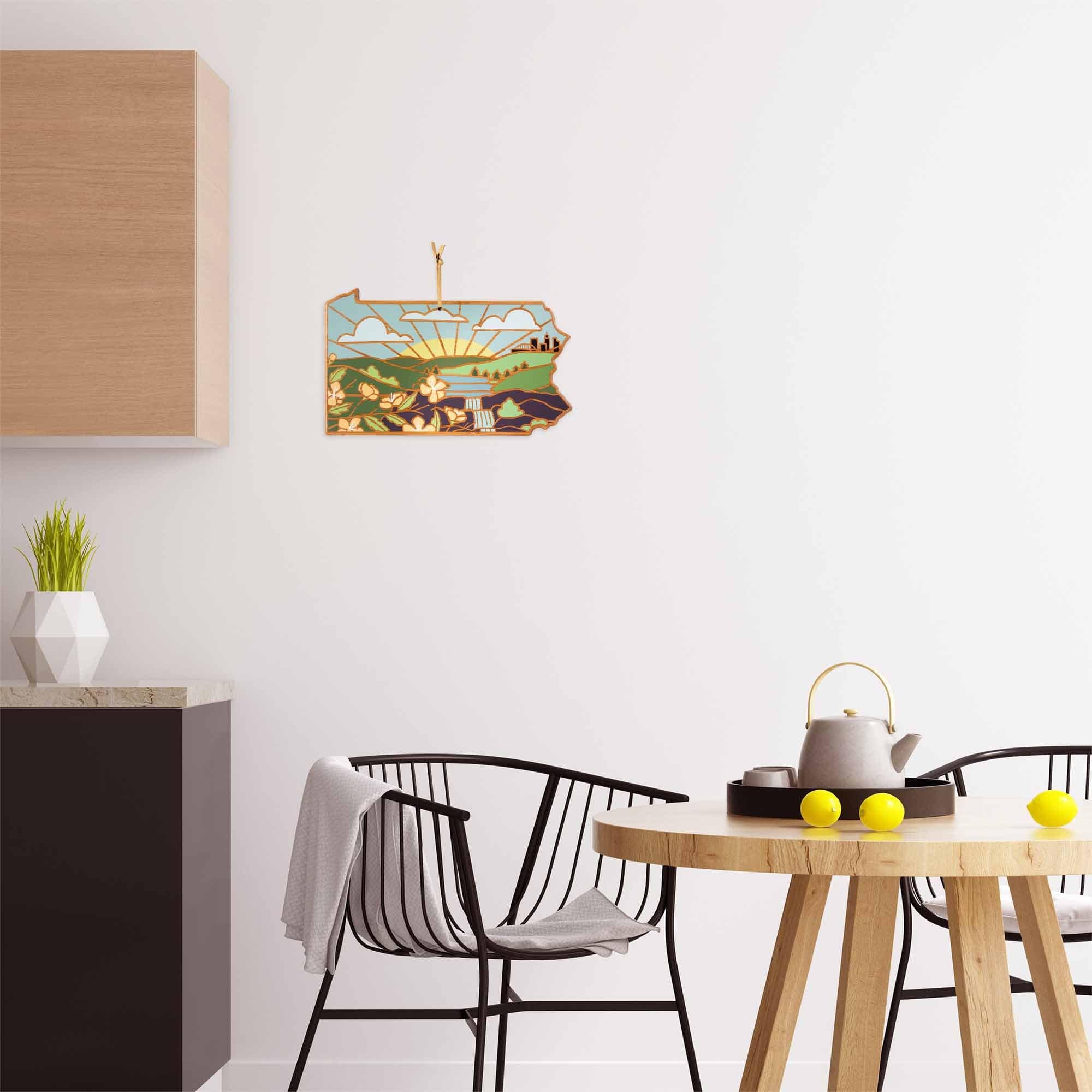 Handcrafted Pennsylvania Wooden Cutting Board with Summer Stokes Artwork - Perfect for Kitchen Prep, Charcuterie Boards & Home Decor Gifts