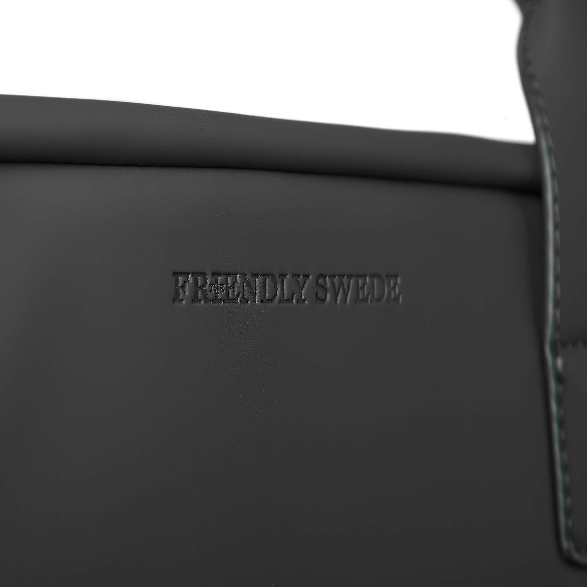 The Friendly Swede Weekender Travel Bag for Men & Women - 35L Vegan PU Duffle Bag, Carry-On Hand Luggage - Black Matte - Perfect for Gym, Weekend Trips & Business Travel
