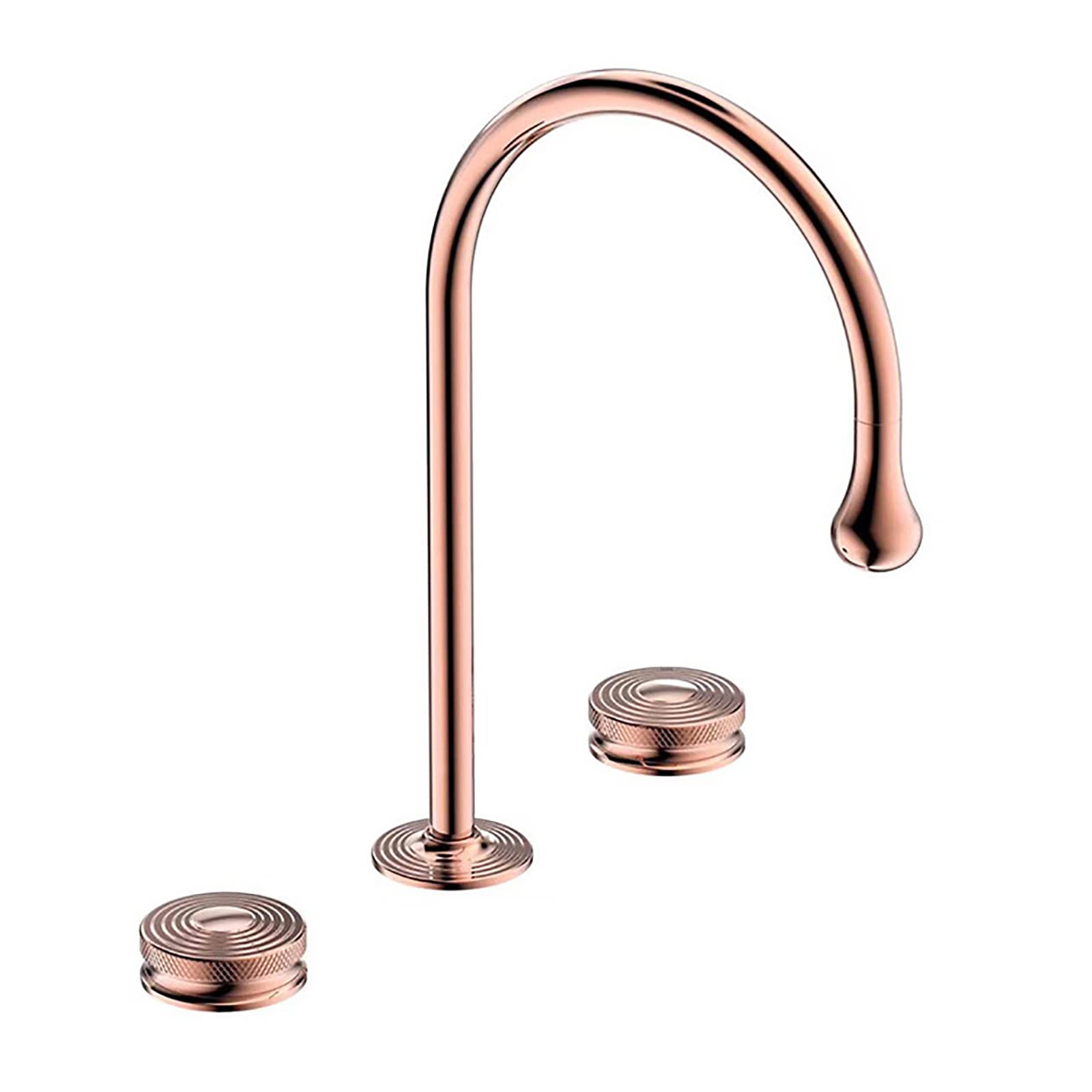 Rose Gold Double Handle 3-Hole Deck Mounted Bathroom Sink Faucet - Brass Vanity Basin Mixer Tap for Bathroom & Powder Room | Perfect for Modern Home Renovation and Luxury Bathroom Upgrade