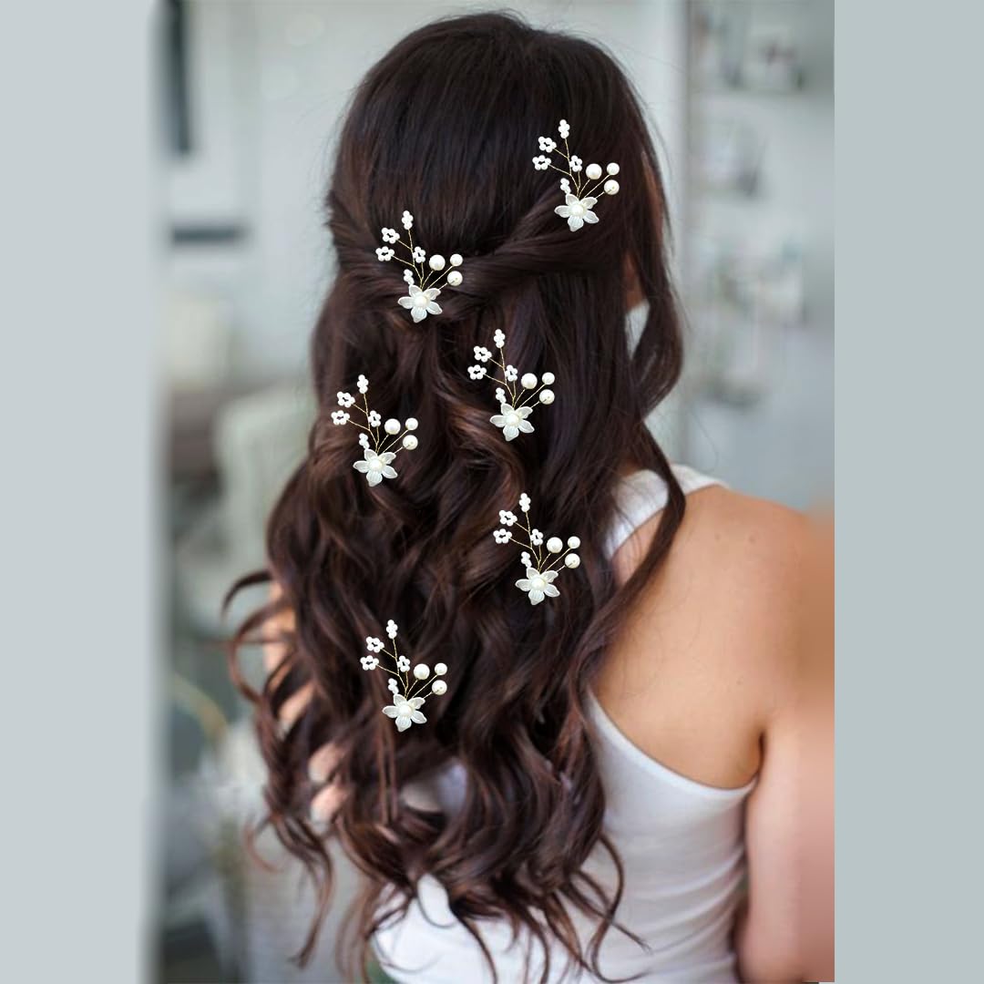 Floral Pearl Hair Clip for Women & Girls - Elegant Hair Accessories with Pearl Design | Perfect for Weddings, Parties & Everyday Wear