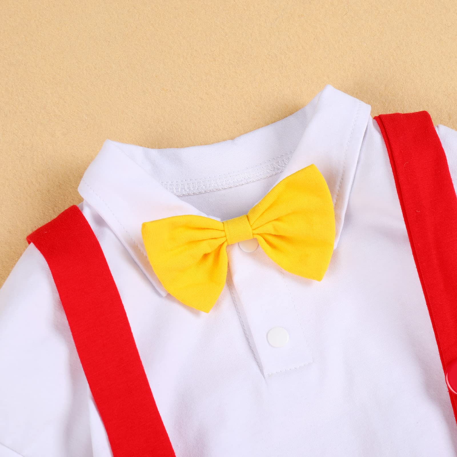 IBTOM CASTLE Baby Boy's First Birthday Cake Smash Outfit - Formal Suit Romper with Bow Tie & Suspenders - White & Red 6-12 Months - Perfect for 1st Birthday Photos, Halloween Costume & Fancy Dress Parties