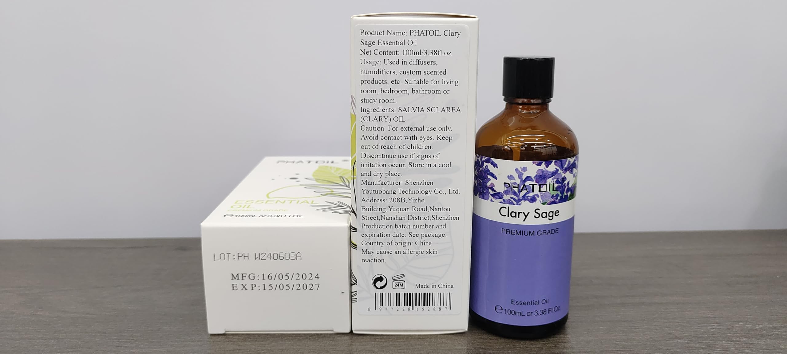 3.38 Fl Oz (100ml) Clary Sage Essential Oil for Aromatherapy - Pure & Natural Essential Oil with Glass Dropper for Diffusers, Humidifiers, DIY Candle & Soap Making - Perfect for Relaxation, Stress Relief & Home Spa