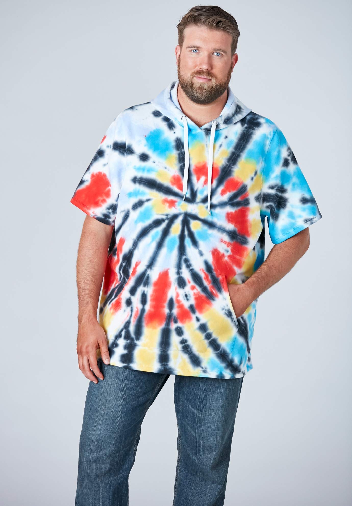 KingSize Men's Big & Tall Liberty Blues Short-Sleeve Hoodie - Comfortable Casual Wear for Plus Size Men | Perfect for Outdoor Activities, Lounging & Everyday Use