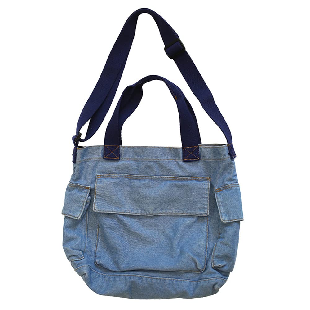 Stylish Denim Canvas Crossbody Shoulder Bag for Women - Single Color Handbag Purse Tote - Perfect for Casual Outings, Shopping & Travel