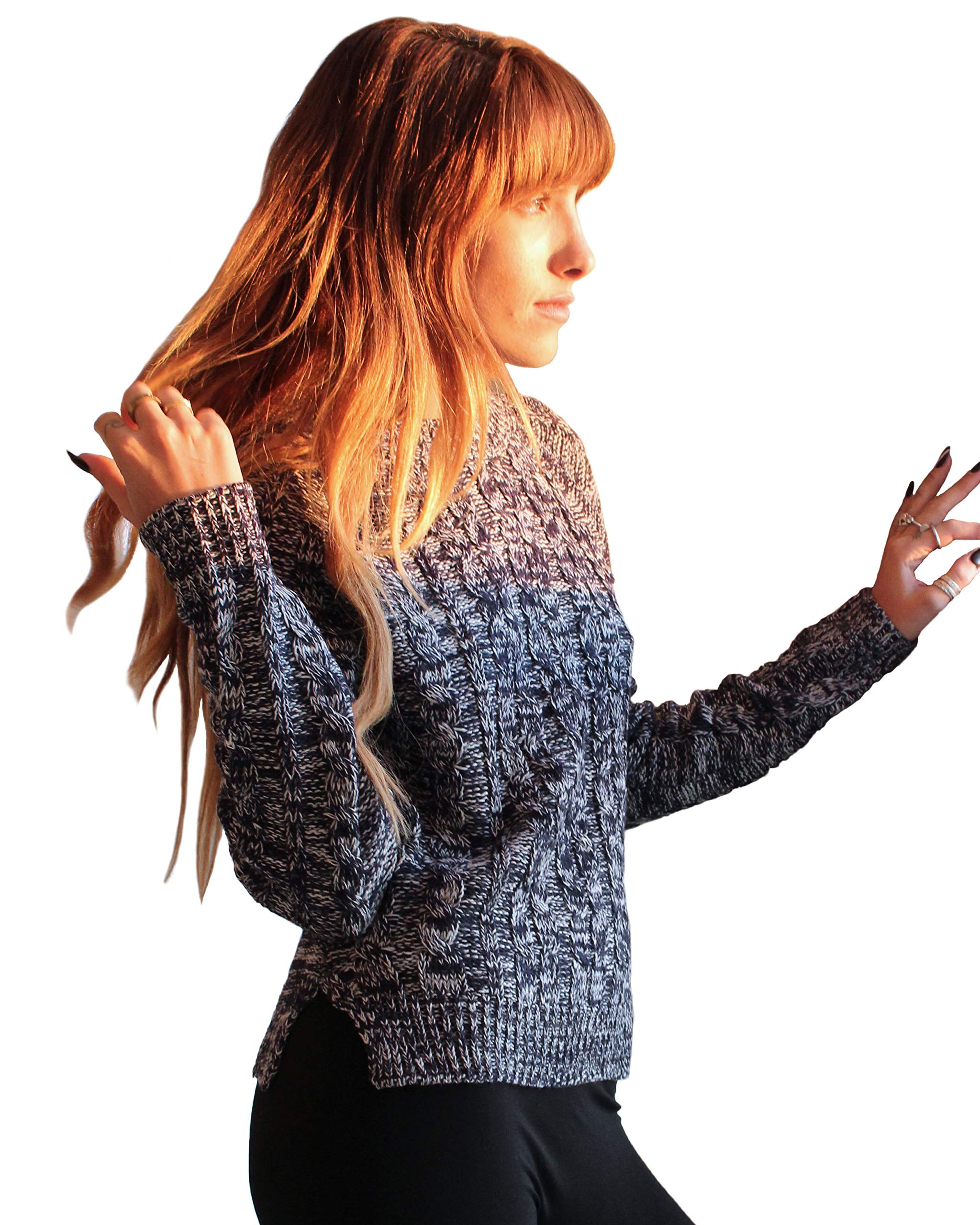 Marled Cable Knit Sweater - Crewneck Pullover for Casual Wear