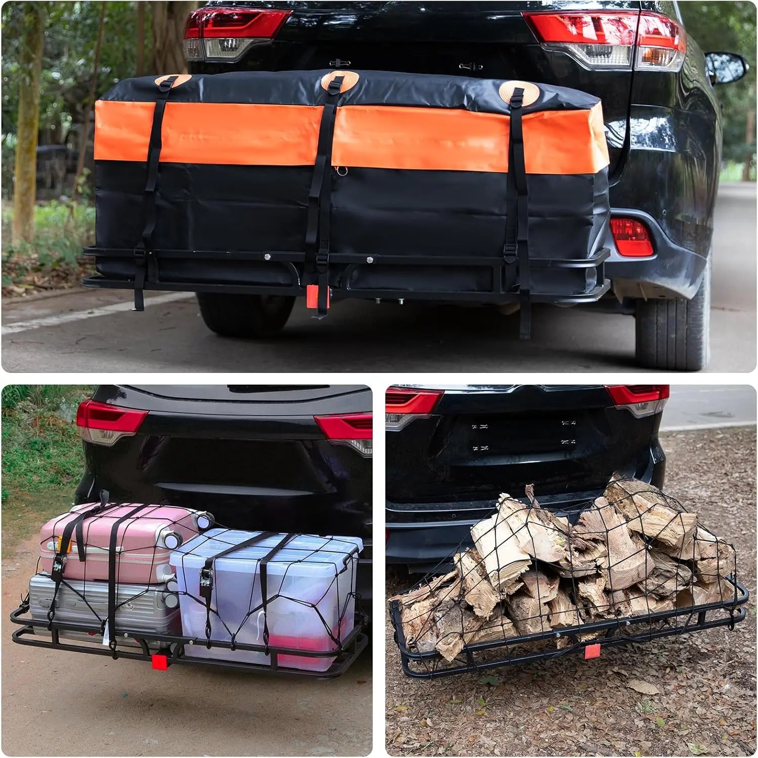 WEIZE 53x19 Inches Heavy Duty Hitch Cargo Carrier for SUV & Truck - 500LB Capacity with Waterproof Bag, Cargo Net, Tie Down Straps & Tightener - Powder Coated Steel for Durability - Easy Installation for Camping, Road Trips & Outdoor Adventures