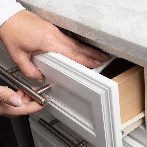Qdos SureCatch Top Drawer Adhesive Latches - 4 Pack Cabinet Latches for Baby Proofing, Child Safety & Furniture Security - Perfect for Kitchen Cabinets, Dressers & Nursery Furniture