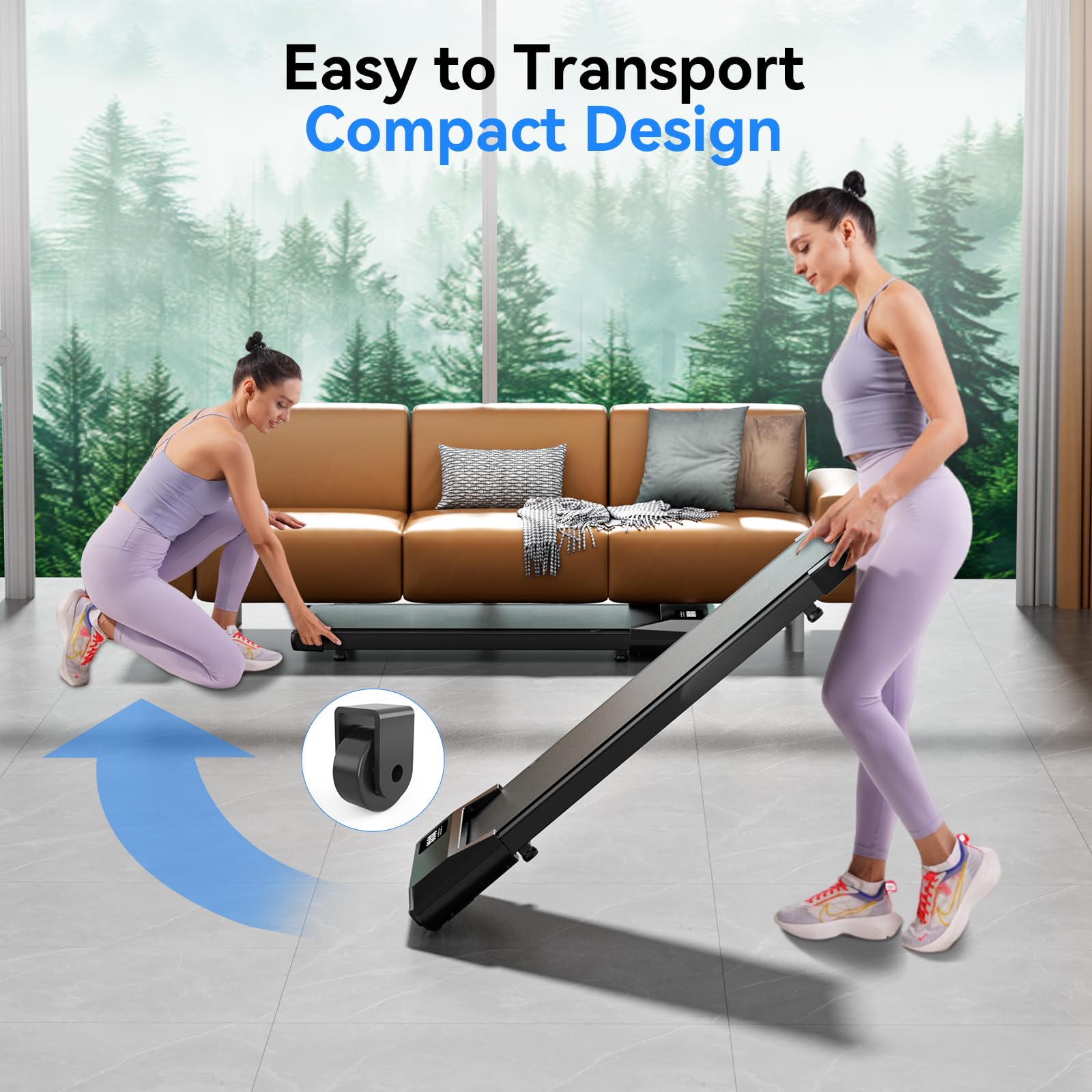 Under Desk Treadmill for Home & Office - Portable Walking Pad with APP & Remote Control, 3-in-1 Compact Jogging Machine for Small Spaces (300 lbs Capacity) - Perfect for Workouts While Working from Home or Watching TV