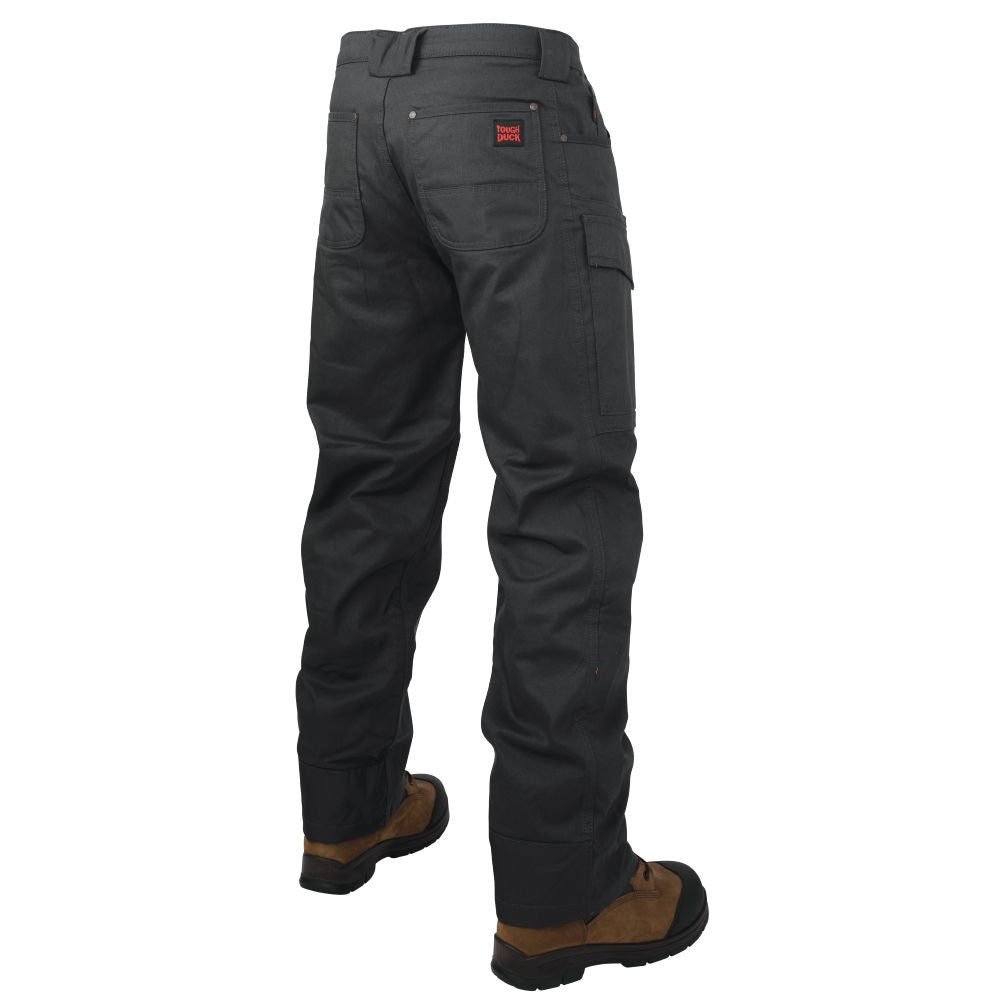 Tough Duck Men’s Fleece Lined Flex Twill Cargo Pants WP06 - Black | Heavy Duty Work Pants for Construction, Outdoor & Winter Activities