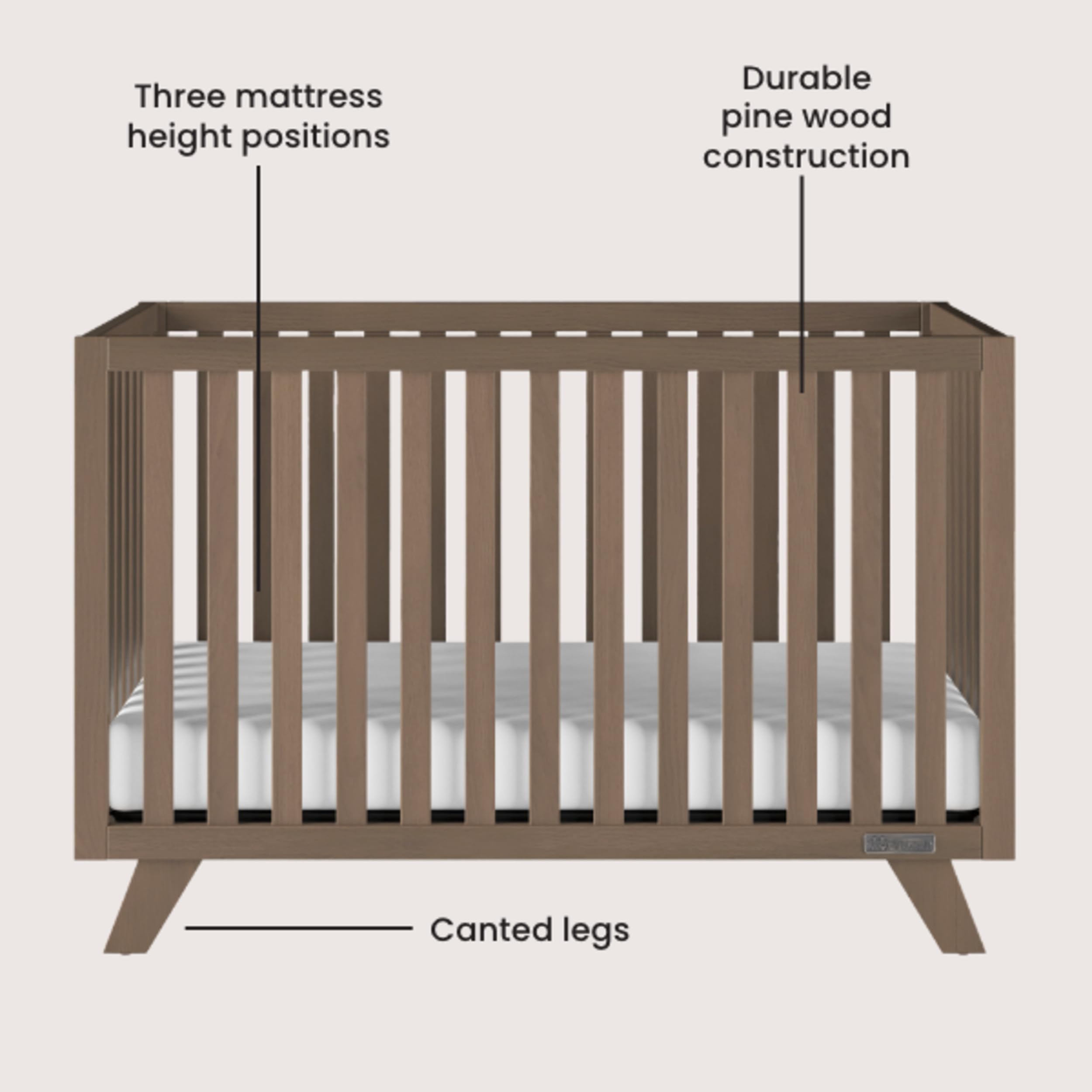 Child Craft SOHO 4-in-1 Convertible Crib - Convertible Baby Crib to Day Bed, Toddler Bed & Full Size Bed with 3 Adjustable Mattress Heights | Non-Toxic & Baby-Safe Finish in Dusty Heather | Perfect for Nursery, Bedroom Transition & Growing Families
