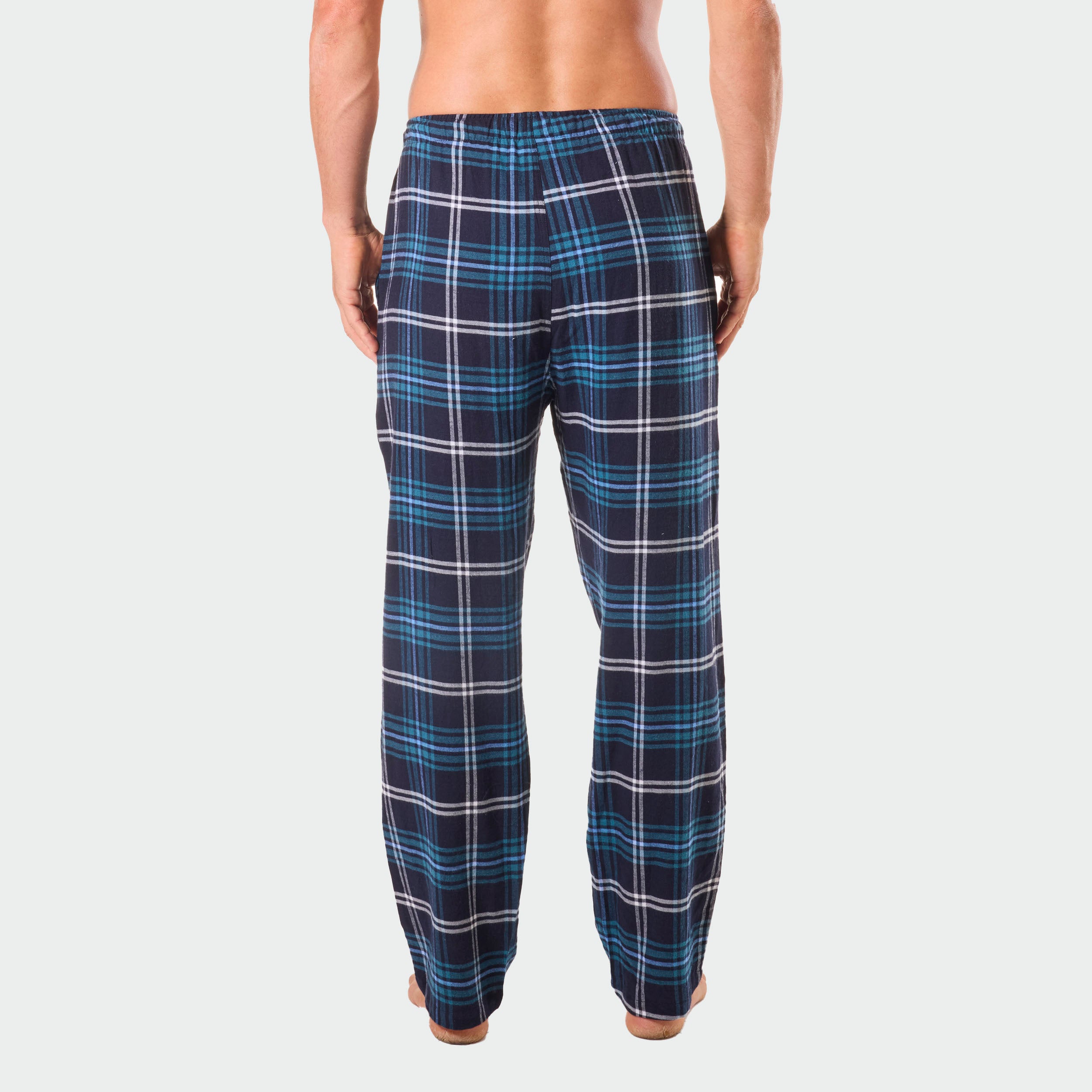 Men's Soft Bamboo Flannel Sleep Pants - Plaid Forest Print Lounge Pajama Bottoms for Comfortable Nightwear & Relaxing at Home (Navy)