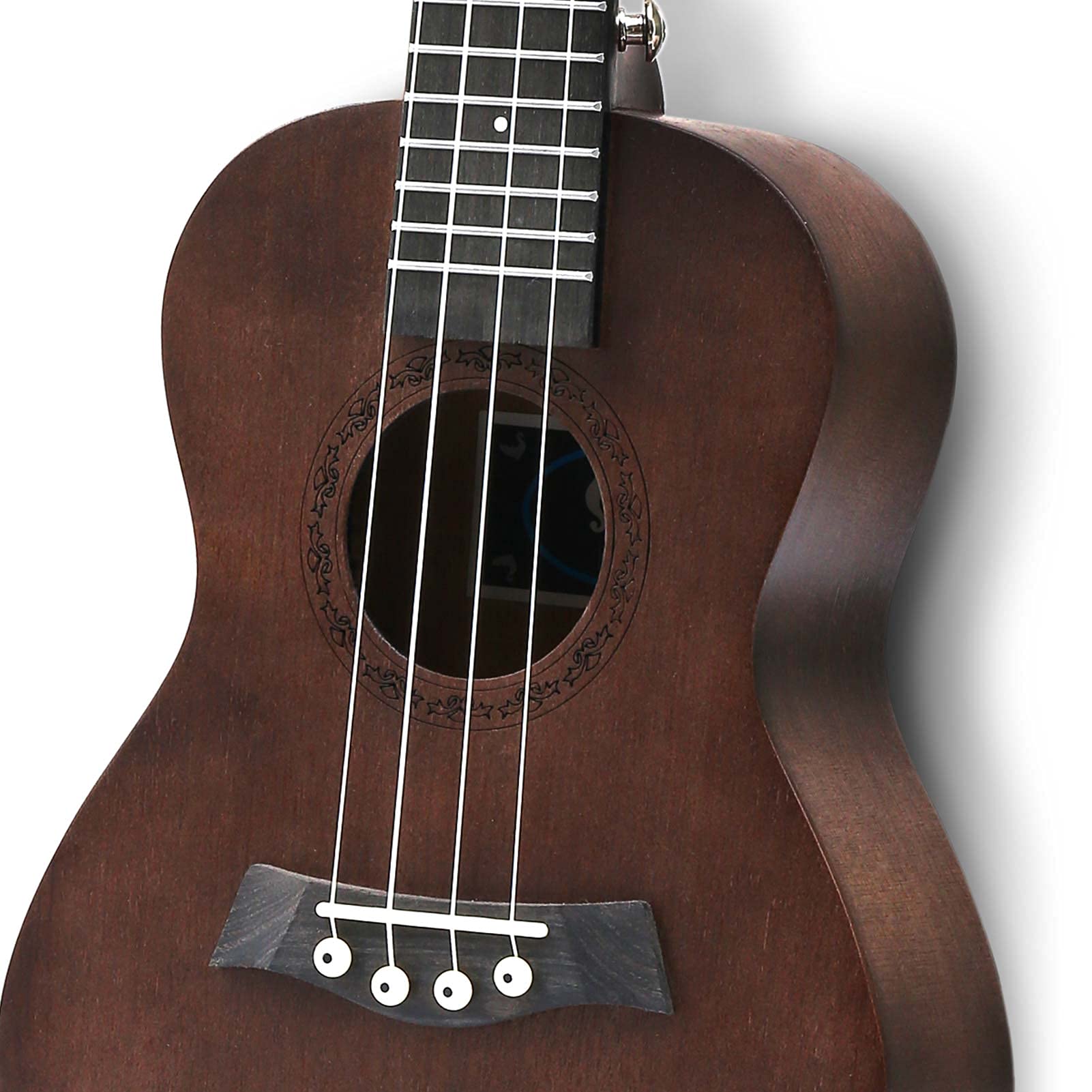 23 Inch Professional Concert Ukulele - Solid Mahogany Top with Premium Nylon Strings | Includes Gig Bag, Adjustable Strap, Capo & Picks | Perfect for Beginners, Travel & Live Performances
