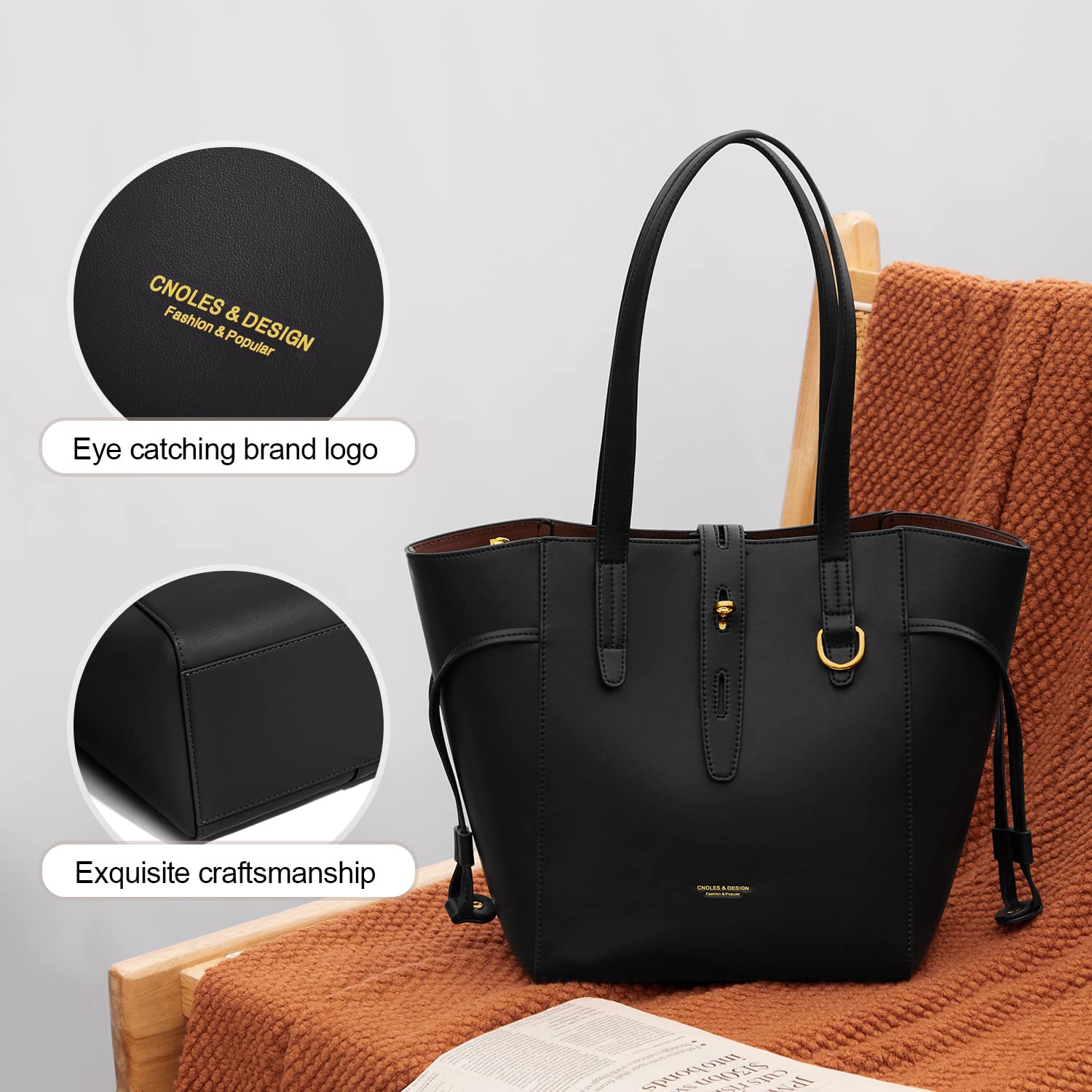 Stylish Cnoles Women's Leather Handbags - Tote, Shoulder, Crossbody & Satchel Purse for Everyday Use | Perfect for Work, Travel & Casual Outings