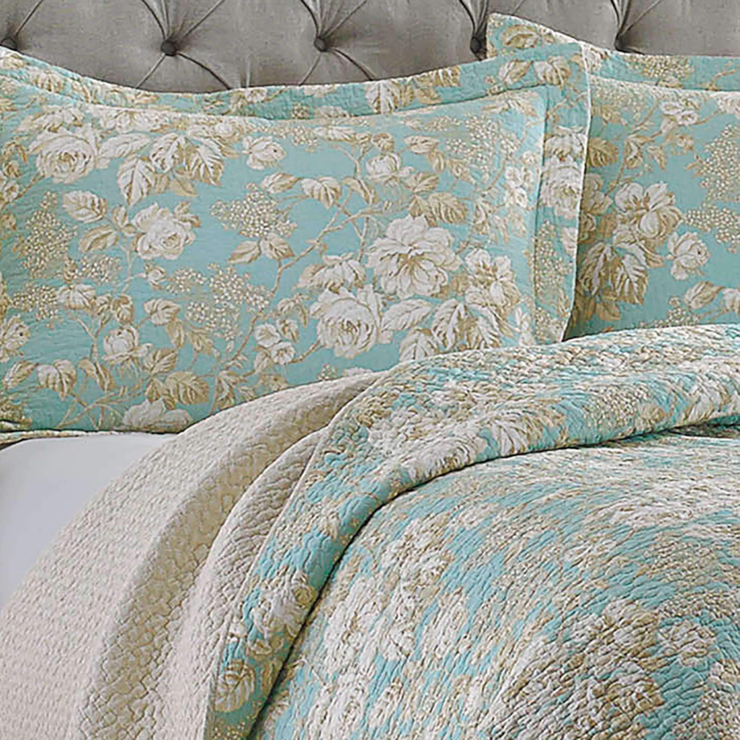 Laura Ashley Home - Queen Size Reversible Cotton Quilt Set with Matching Shams, Brompton Green - All Season Bedding for Comfort & Style | Perfect for Master Bedroom, Guest Room & Cozy Home Decor