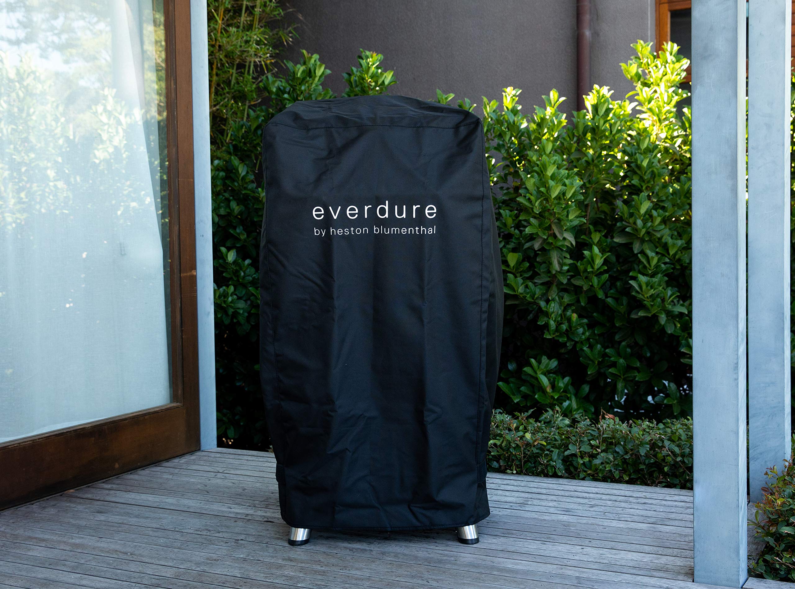 Everdure Heavy Duty BBQ Grill Cover for 4K Charcoal Grill & Smoker - Waterproof, UV Resistant with Drawstring Closure - All Weather Protection (29.7”L x 16.6”W x 42”H, Black) - Perfect for Outdoor Cooking, Backyard BBQs, and Year-Round Grill Protection