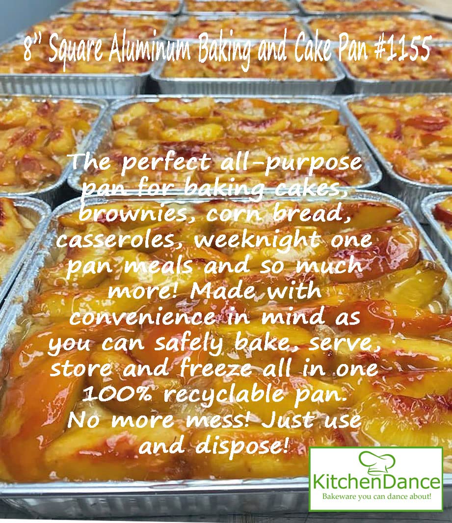 KitchenDance Disposable Aluminum Square Cake Pan - 7-7/8 x 7-7/8 Inches Aluminum Foil Pans for Baking Cakes, Brownies, Lasagna - Heavy Duty Baking Pans Perfect for Home, Restaurant & Party Use - Pack of 500 (1155NL)