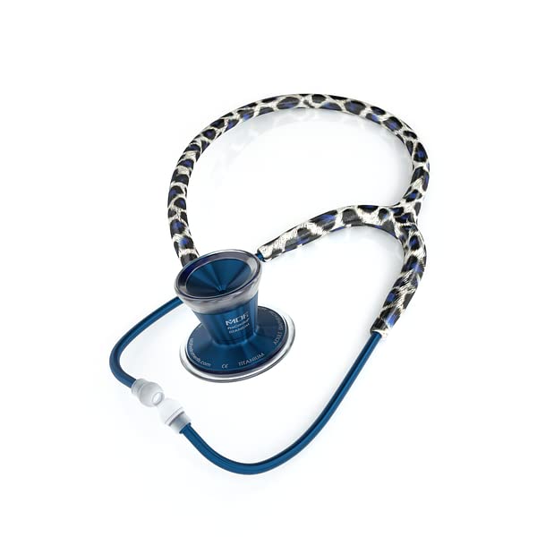 MDF Instruments Tiberius Panther ProCardial Cardiology Stethoscope - Lightweight Titanium Dual Head Stethoscope for Adults with Capridium Chestpiece, Blue Titanium (MDF797TTBCD) - Ideal for Doctors, Nurses & Medical Professionals