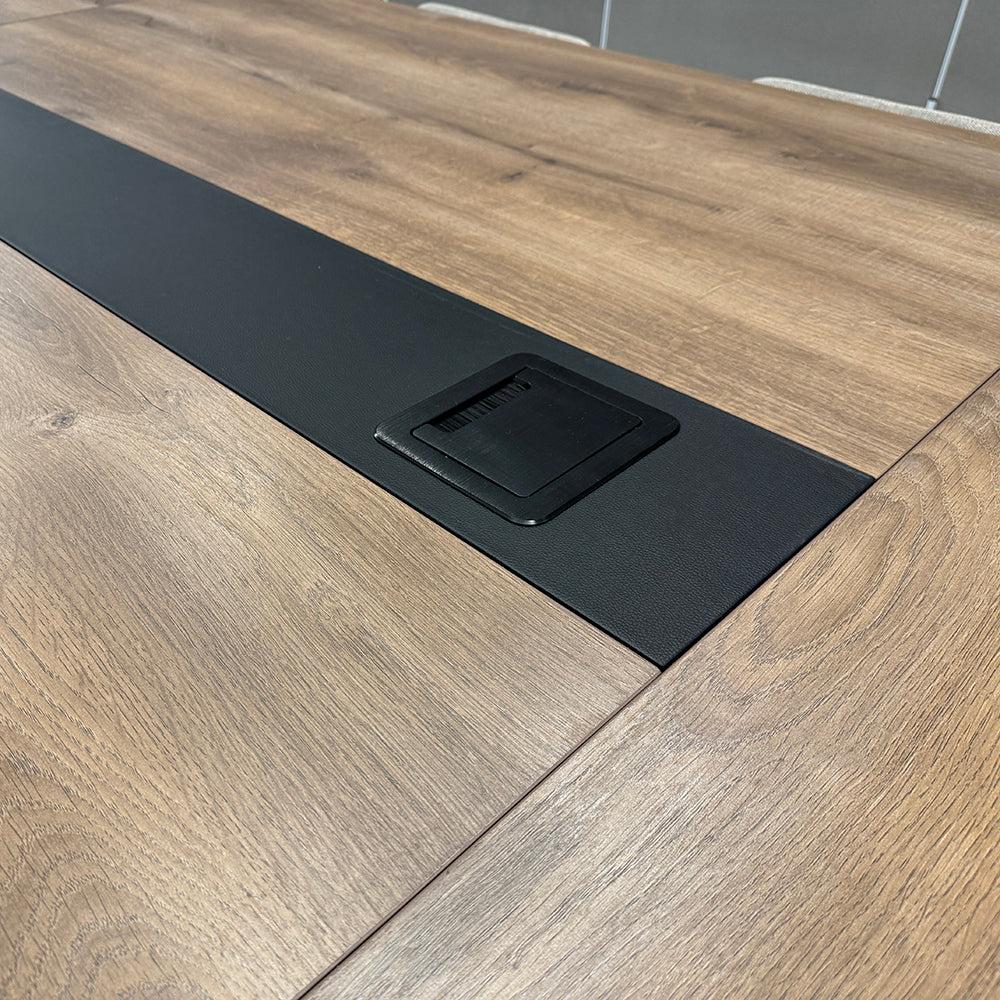 Premium VIDAL Conference Table 3.6m x 1.2m - Warm Oak & Black Finish - Ideal for Boardrooms, Meeting Rooms & Office Spaces