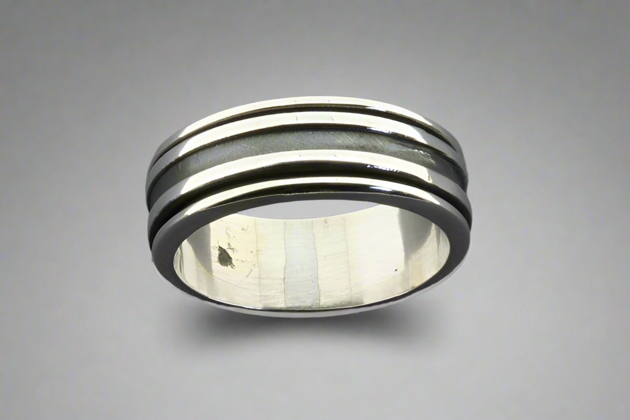 Ox Line Spinner Ring - Sterling Silver Anxiety Relief Fidget Ring for Stress & Focus - Perfect for Adults & Teens