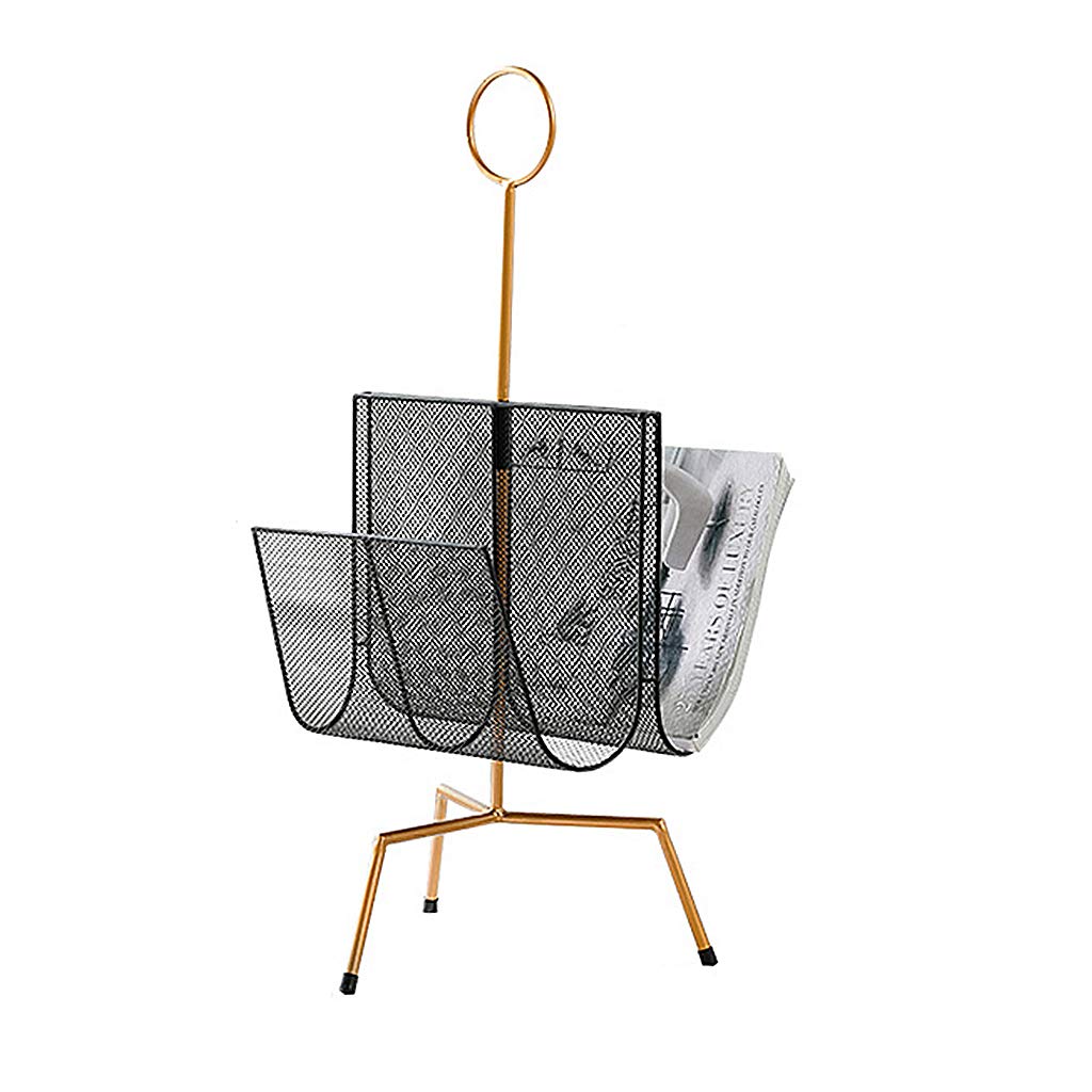 Eco-Friendly Metal Magazine Rack & Newspaper Holder - Portable Floor-Standing Bookshelf for Living Room, Office, or Library (Black, 30x68cm) - Durable & Space-Saving Storage Solution
