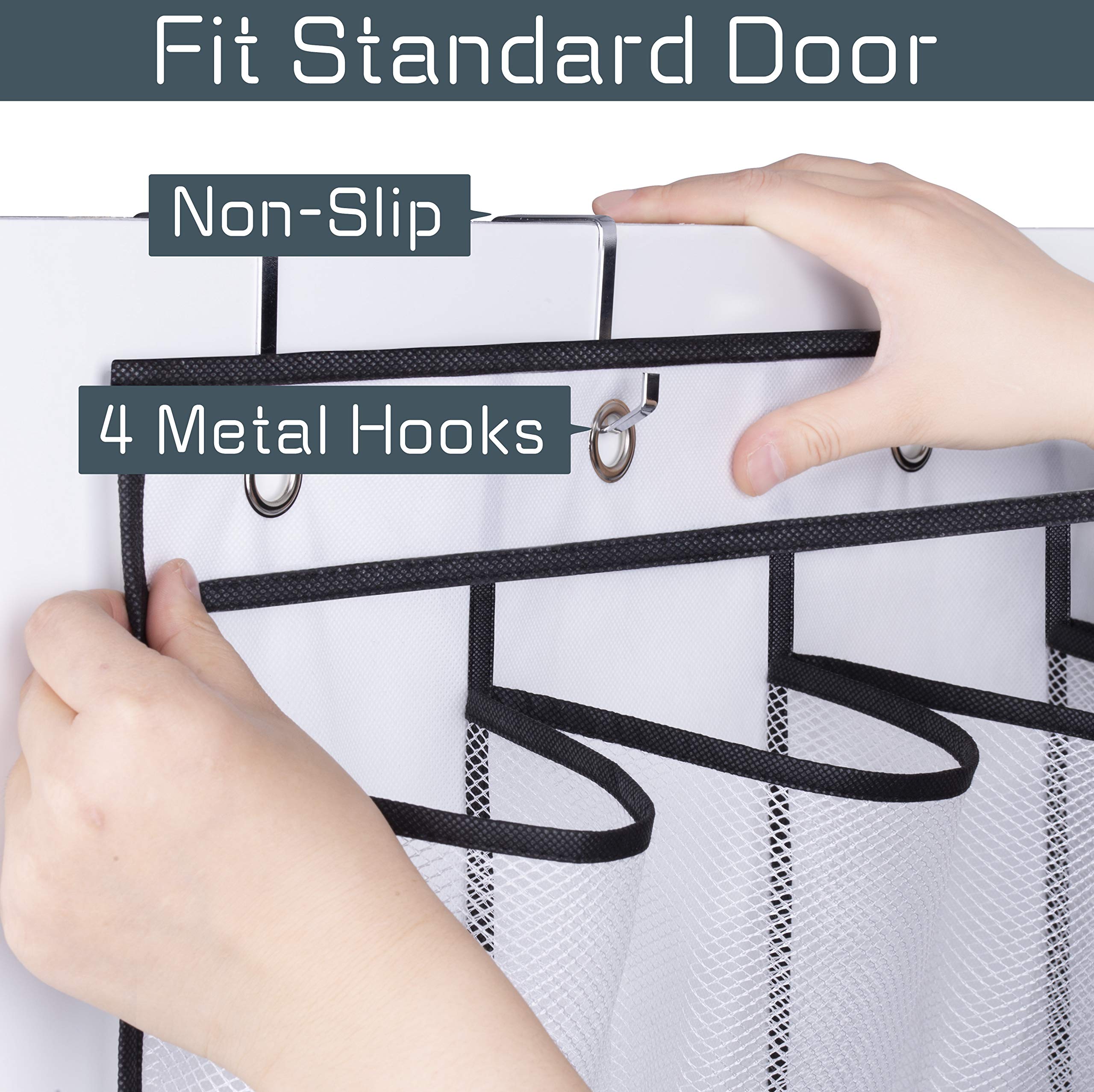 AOODA 28 Large Mesh Pockets Over The Door Shoe Organizer - Space Saving Hanging Shoe Rack for Sneakers, Sandals & Flip Flops - Perfect for Closet, Bedroom, Dorm & Entryway Storage (White)