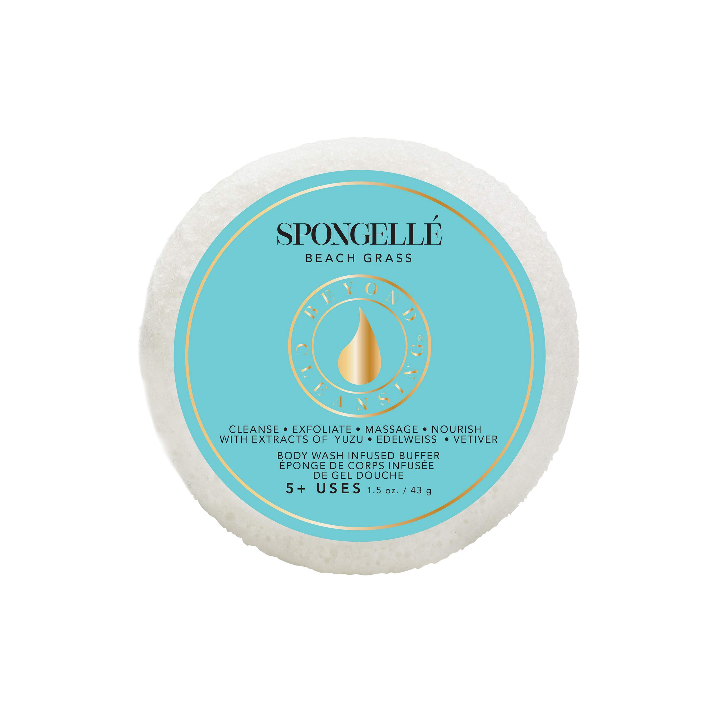 Spongelle Travel Size Body Wash Infused Buffer - Beach Grass Scent | Exfoliating Shower Sponge for Soft Skin | Perfect for Travel, Gym & On-the-Go Use