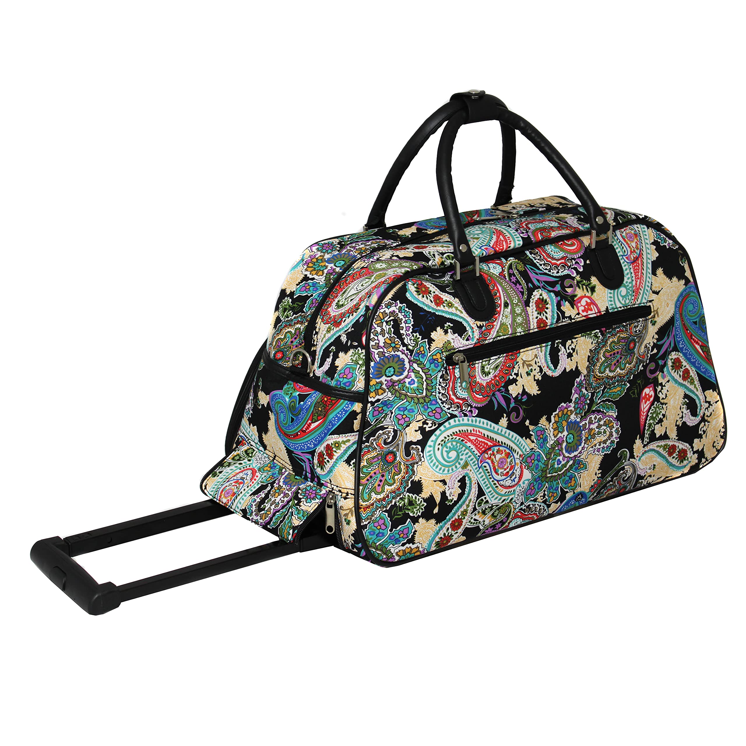 World Traveler Classic Prints 21-Inch Carry-On Rolling Duffel Bag - Multi Paisley Luggage for Air Travel & Weekend Getaways | Lightweight Spinner Suitcase with Durable Wheels