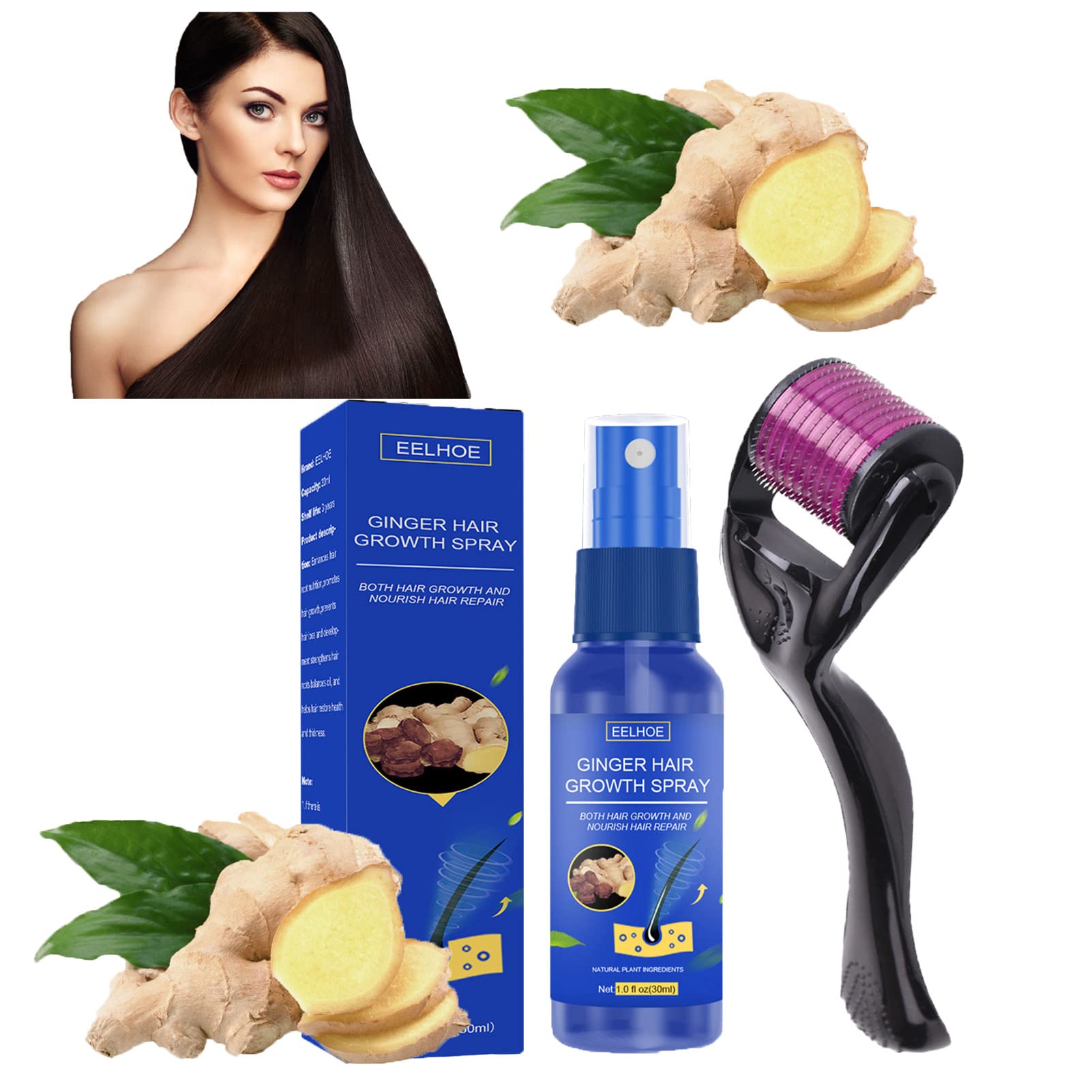 Gingro Anti-Hair Loss Serum Spray - Fast Hair Growth Treatment with Ginger Essential Oil for Thicker Fuller Hair - Reduce Hair Fall & Stimulate Regrowth - Ideal for Daily Use at Home or Salon