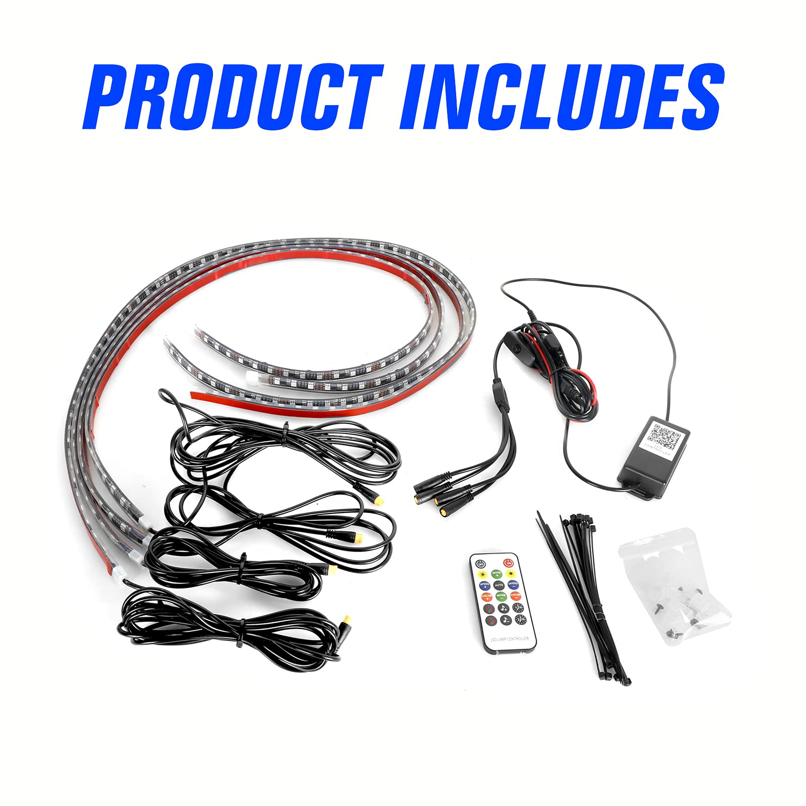 Car Underglow LED Lights Kit - Exterior Neon Accent Lighting with APP Control & Color Changing Effects for Cars, Trucks, ATVs (4PCs) - Perfect for Night Driving, Car Shows & Off-Road Adventures