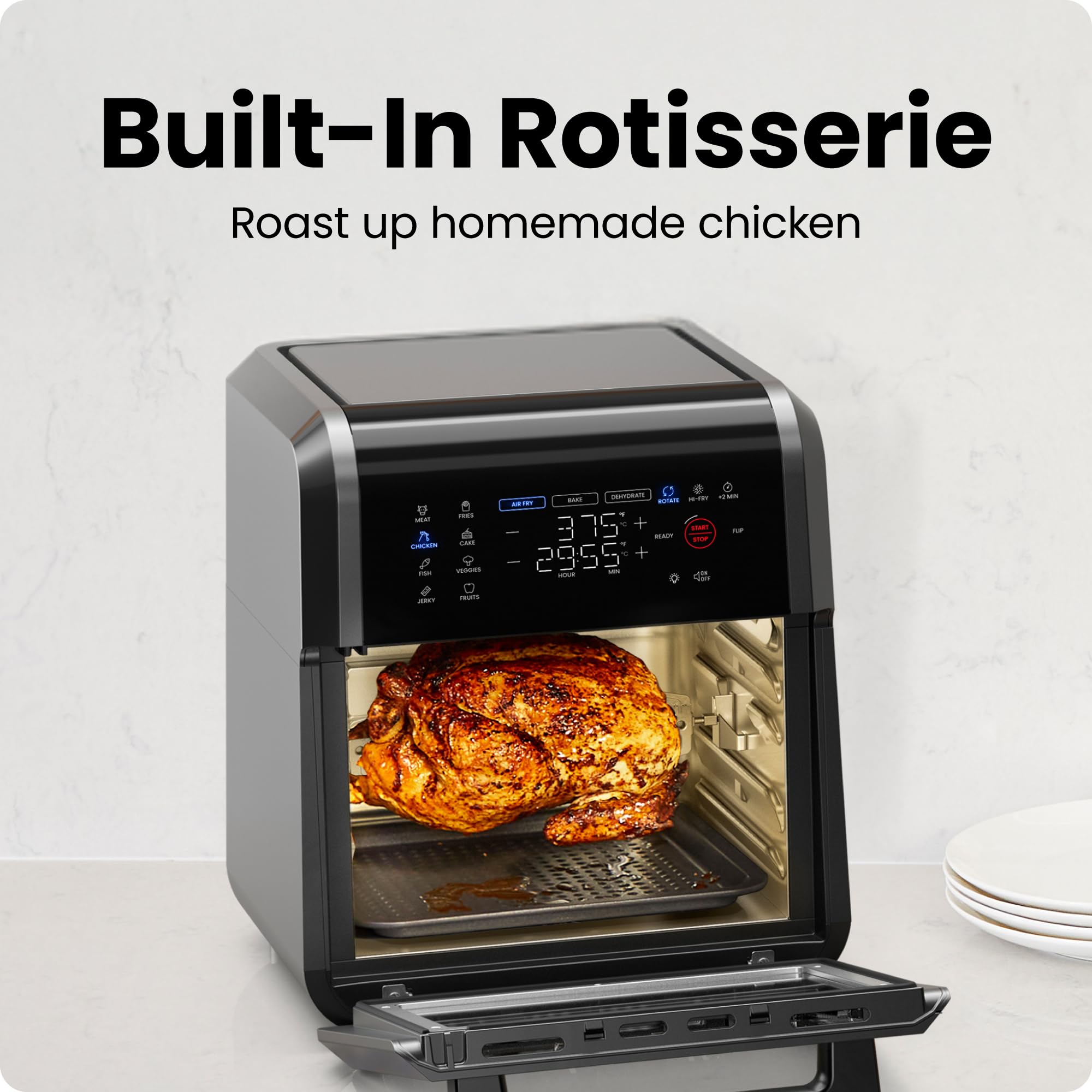 Chefman 12-Quart 6-in-1 Air Fryer Oven with Digital Timer & Touchscreen - Large Family Size Countertop Convection Oven, 12 Presets, Dishwasher-Safe Parts - Perfect for Healthy Cooking, Meal Prep & Family Gatherings