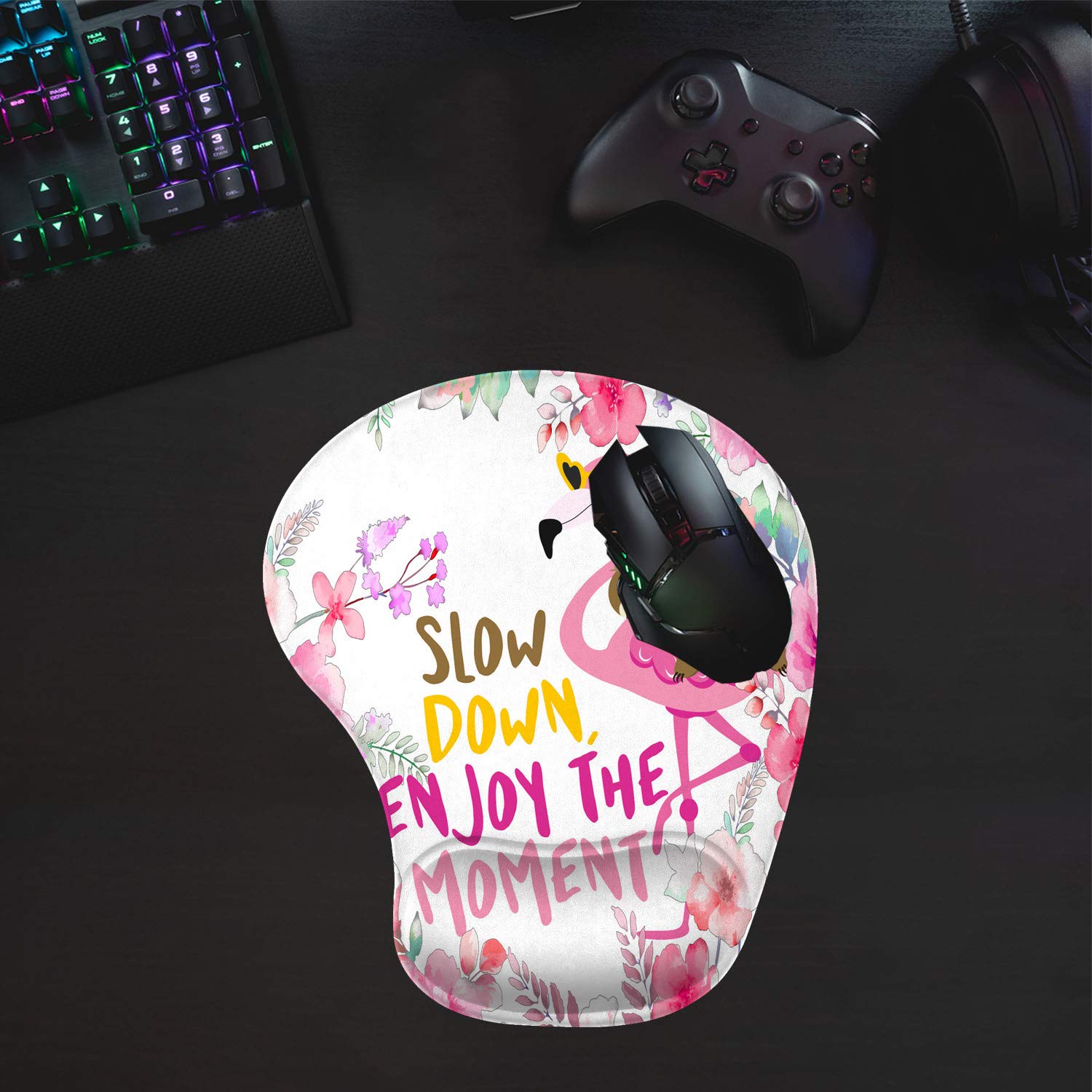 2 Pack Ergonomic Gaming Mouse Pad with Wrist Support Gel & Non-Slip PU Base - Pain Relief for Office & Home Use - Cute Sloth & Flamingo Design - Perfect for PC Gaming, Typing, and Computer Workstations