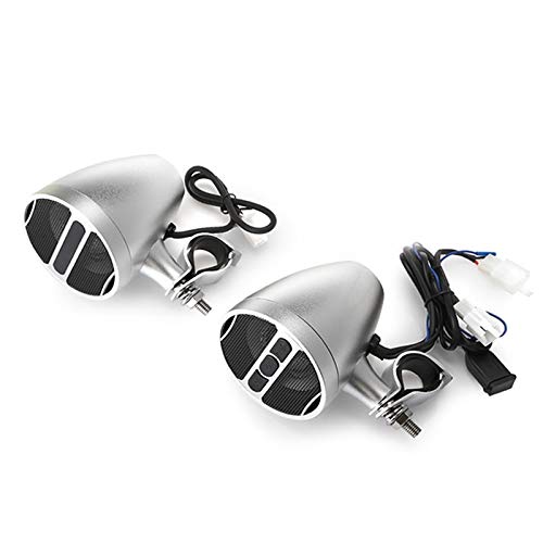 Waterproof Bluetooth Motorcycle Stereo Speaker System with MP3/USB/FM Radio - 12V Dual Red Speakers for Harley, Honda, Yamaha - Perfect for Long Rides & Outdoor Adventures
