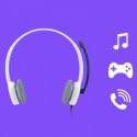 Logitech H150 Wired Stereo Headset with Noise-Cancelling Microphone, 3.5mm Audio Jack & In-Line Controls - Compatible with PC, Mac, Laptop (White) - Perfect for Online Meetings, Gaming & Remote Work