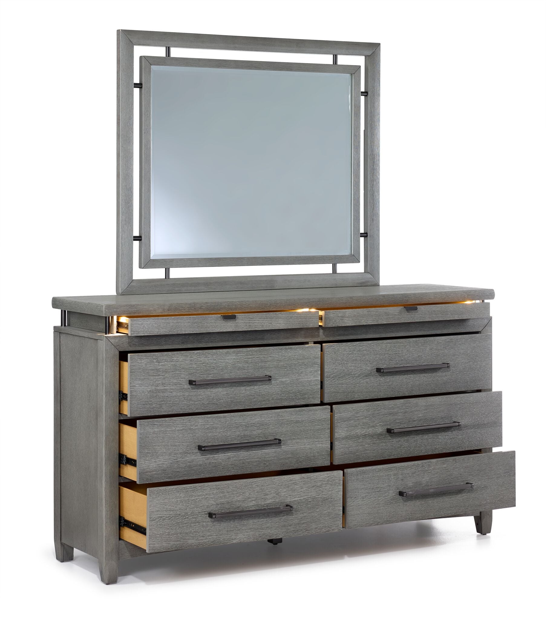 Chelsea 6-Drawer Dresser - Modern Gray Wooden Chest of Drawers for Bedroom & Nursery Storage Organization