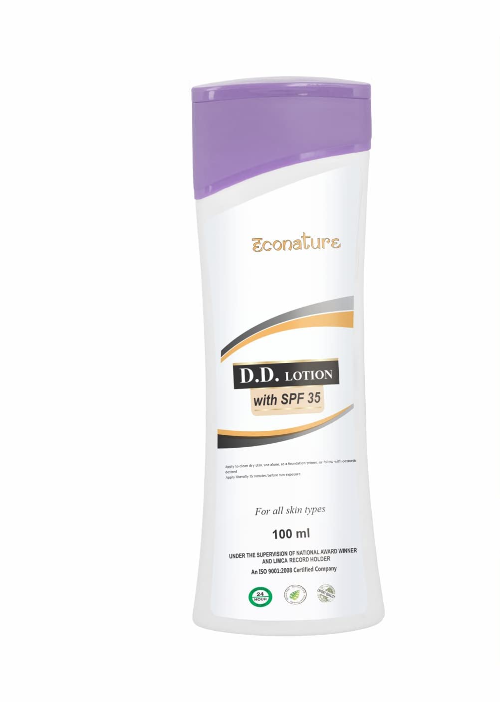 Econature Ayurvedic Body Lotion - 24 Hour Moisturizing for Dry & Normal Skin | Non-Greasy Formula with Vitamin E | 100% Natural for Smooth, Glowing Skin (100ml) | Perfect for Daily Hydration & Post-Shower Care