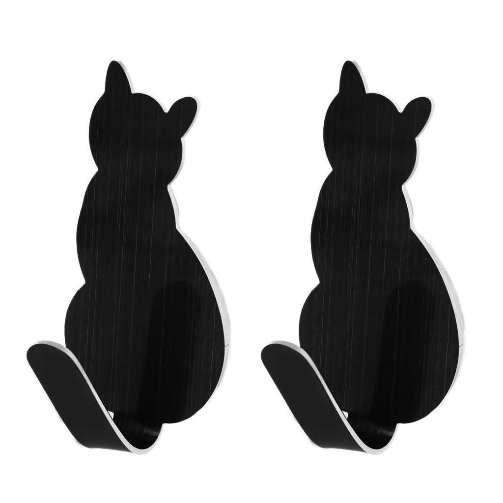 2 Pack Cat Tail Shaped Stainless Steel Wall Hooks - Decorative Coat & Key Hanger for Bedroom, Entryway, Closet Organization (Silver)
