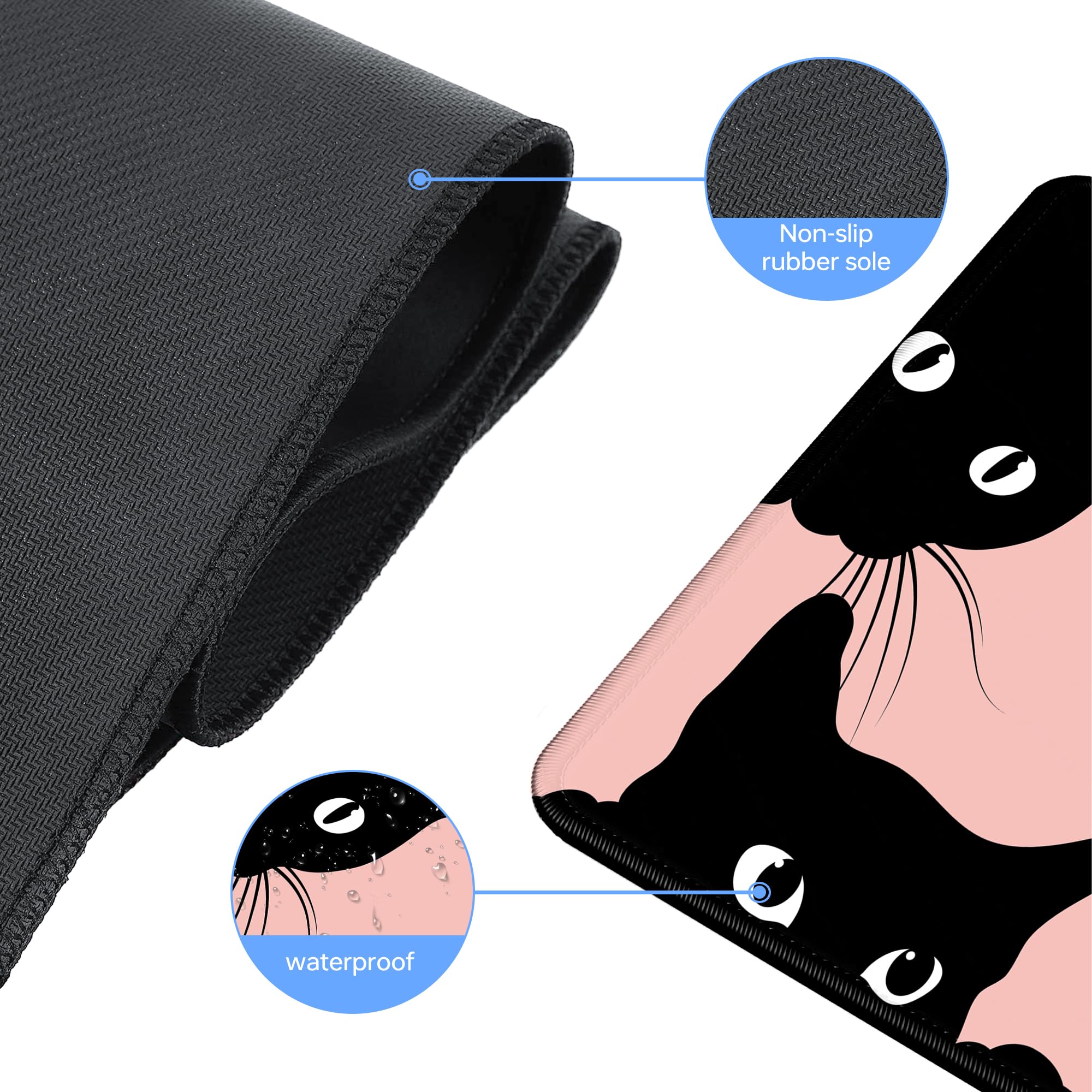 Pink Cute Cat Gaming Mouse Pad - Extra Large 31.5