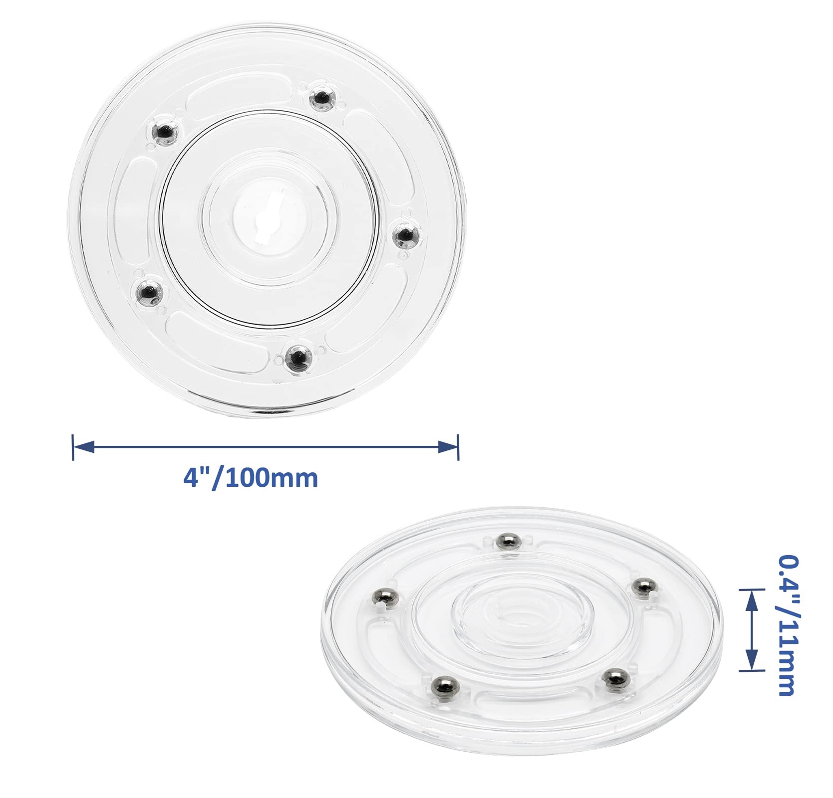 2-Pack 4-Inch Clear Acrylic Turntable Organizer - 360° Rotating Spice Rack for Kitchen Cabinet, Bathroom Counter, Pantry & Makeup Table - Perfect for Organizing Spices, Cosmetics & Small Items