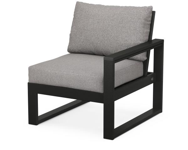 Polywood Black EDGE Modular Right Arm Chair - Durable Outdoor Furniture for Patio, Deck, and Garden - Weather-Resistant & Eco-Friendly