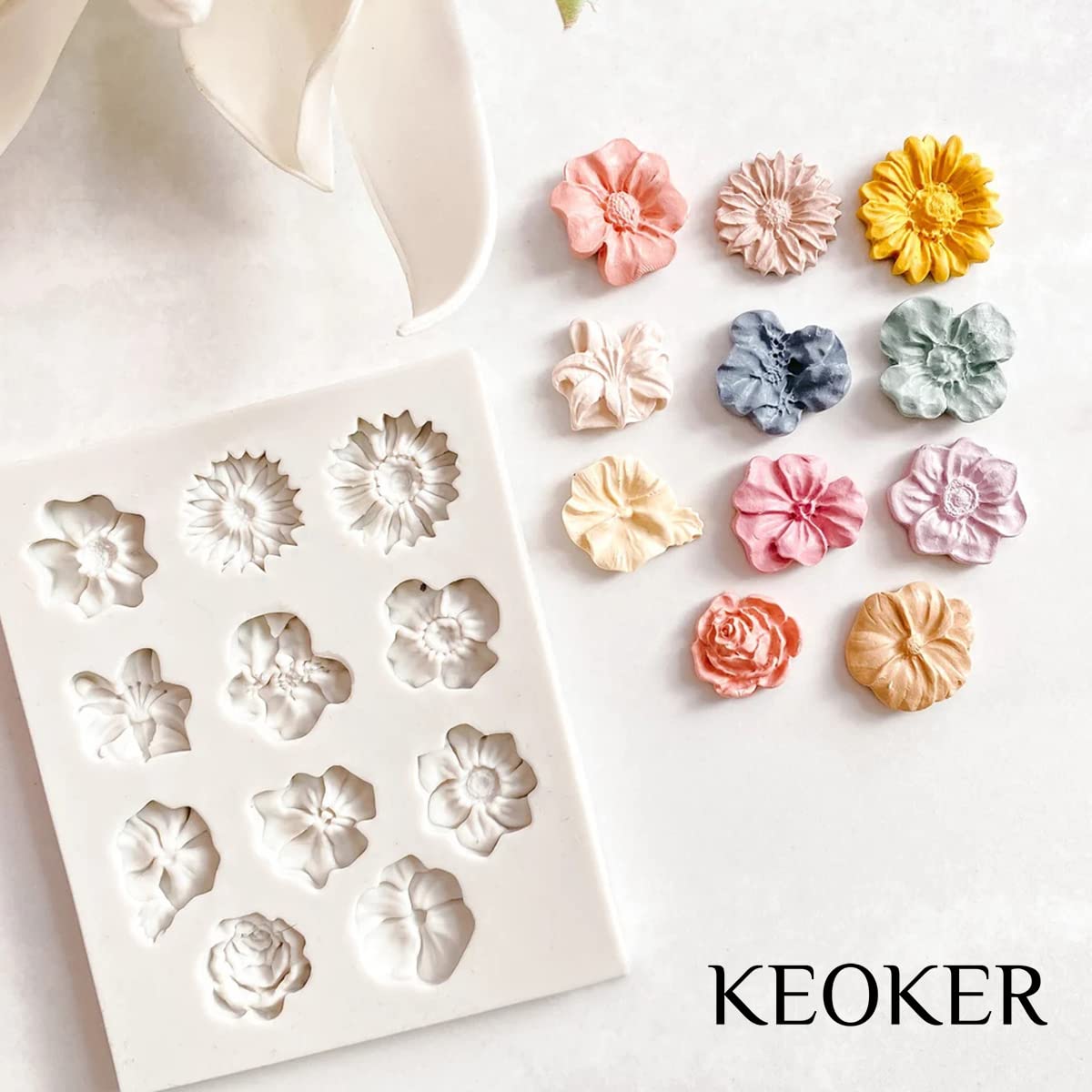 Keoker Medium Flower Polymer Clay Molds - 1 Piece for DIY Jewelry Making, Earrings Decoration & Craft Projects - Perfect for Handmade Earrings, Pendants & Resin Art Creations