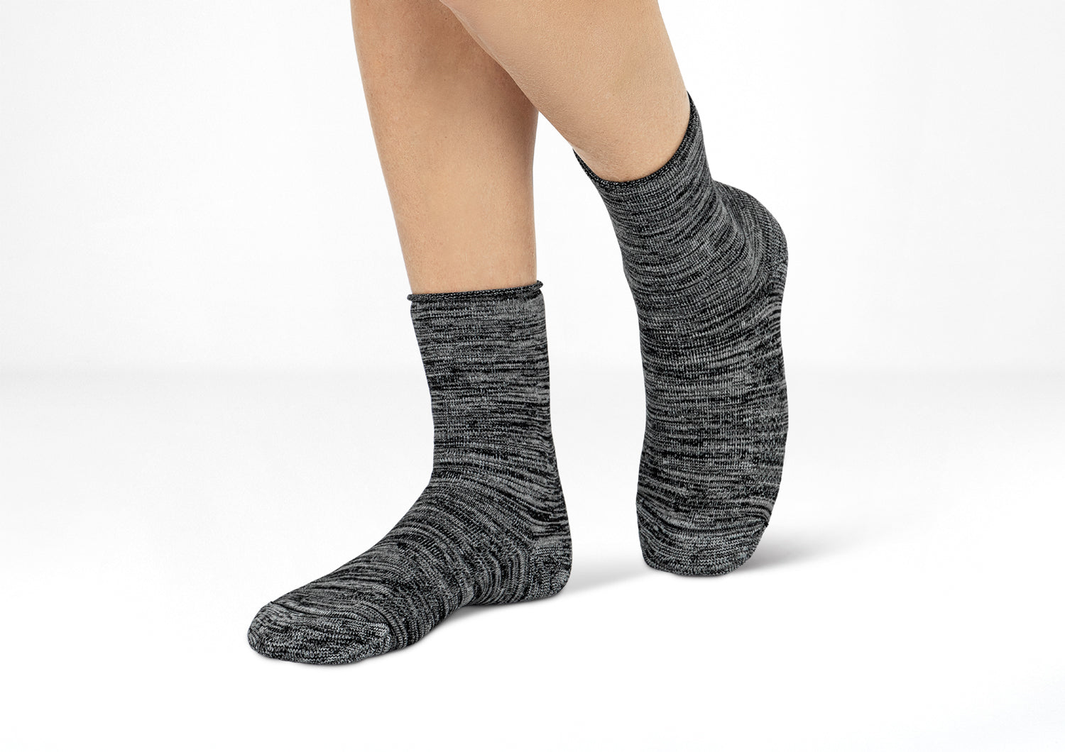 Extra Roomy Thick Socks for Men & Women - Black/Gray - Comfortable Winter & Outdoor Socks for Hiking, Running & Daily Wear