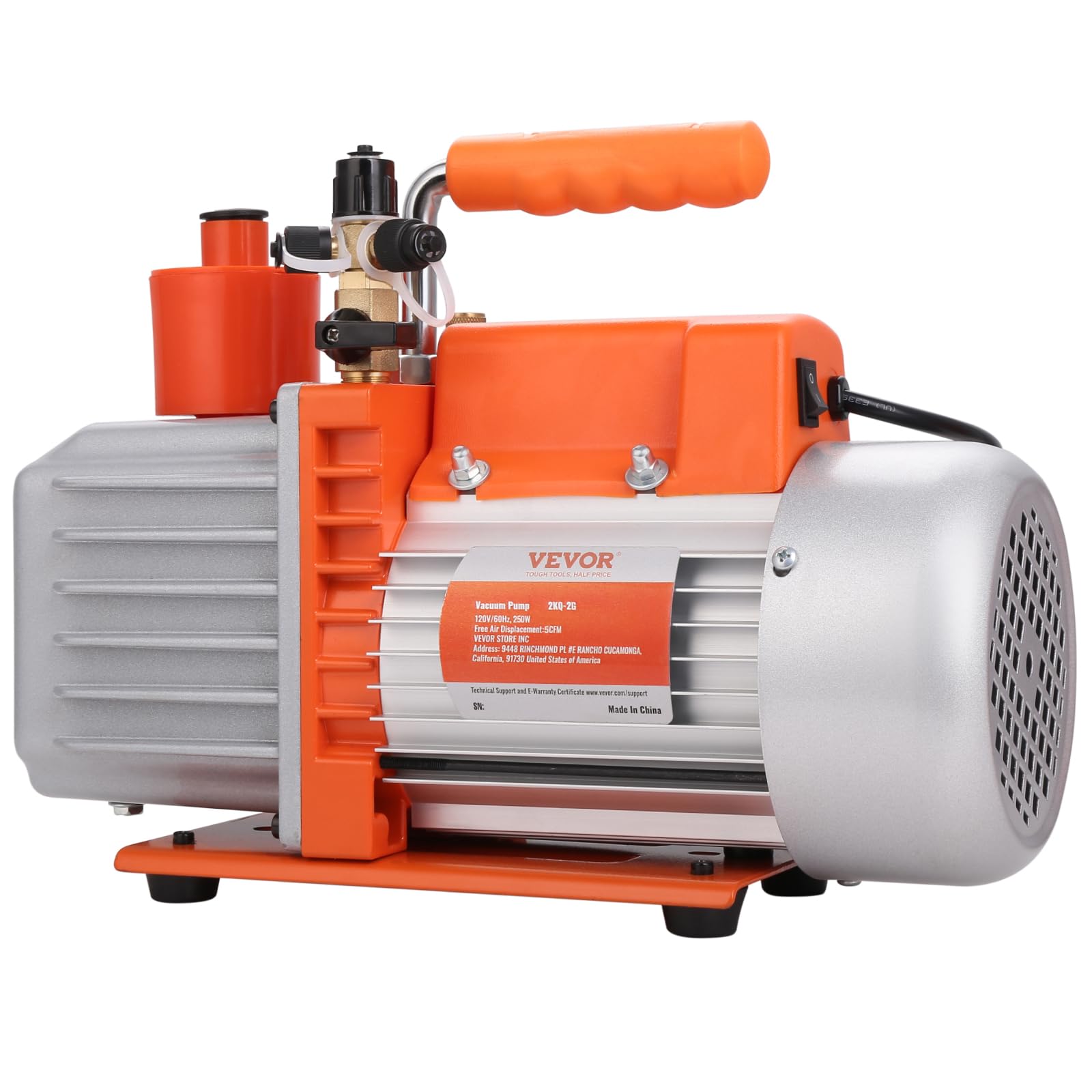 VEVOR 2 Stage 5 CFM Rotary Vane Vacuum Pump 120V - HVAC Refrigerant Recovery Pump for AC Repair, Refrigeration Maintenance, Resin Degassing & Auto Air Conditioning Service - Perfect for HVAC Technicians & DIY Home Repair