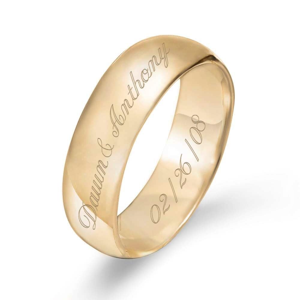 Personalized Gold Plated 6mm Engravable Wedding Band Ring for Men & Women (Sizes 5-12) - Couple Promise Rings, Anniversary & Birthday Gift - Perfect for Weddings, Engagements & Romantic Occasions