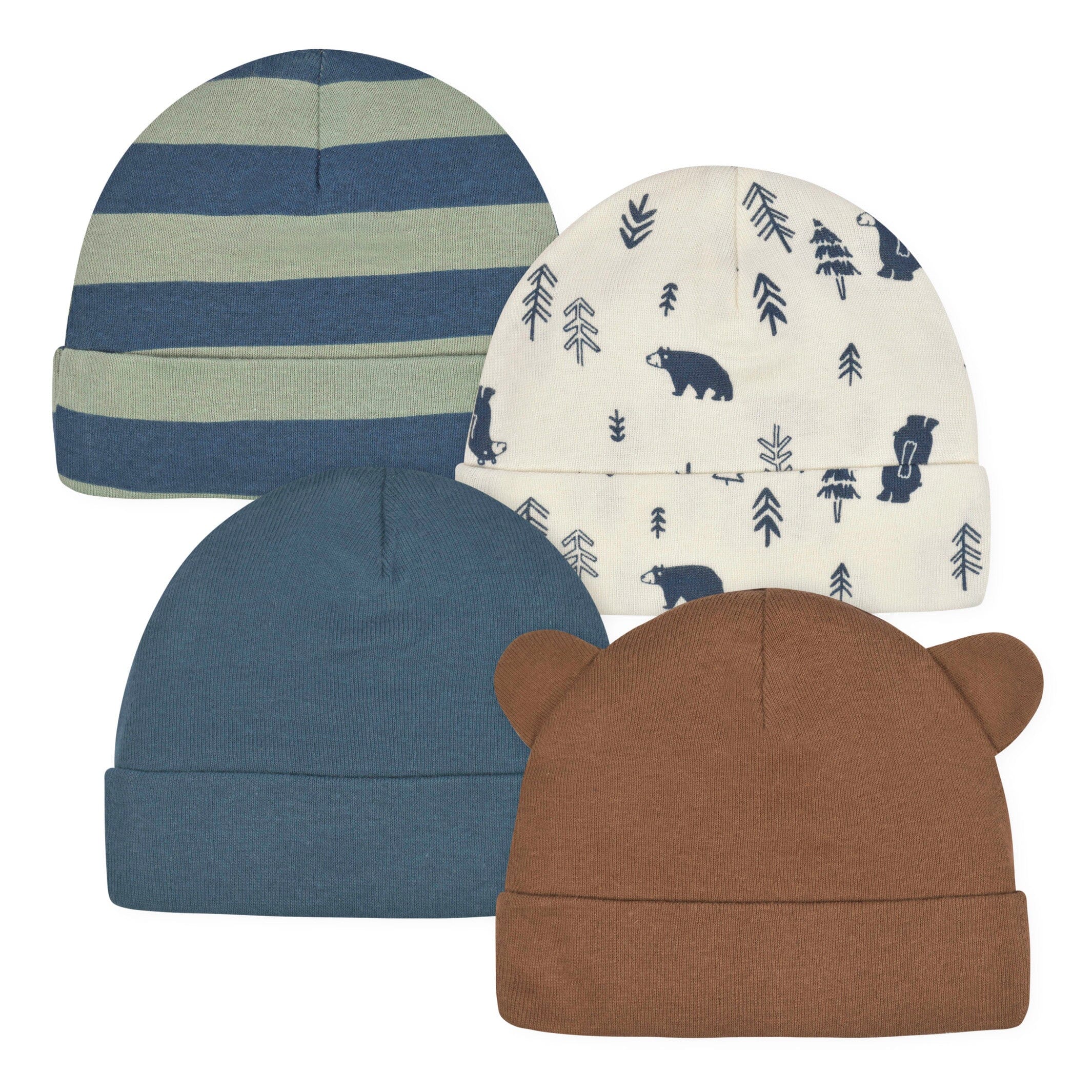4 Pack Baby Boys Bear Caps - Soft & Warm Winter Hats for Infants & Toddlers - Perfect for Outdoor Play, Winter Walks & Photo Shoots