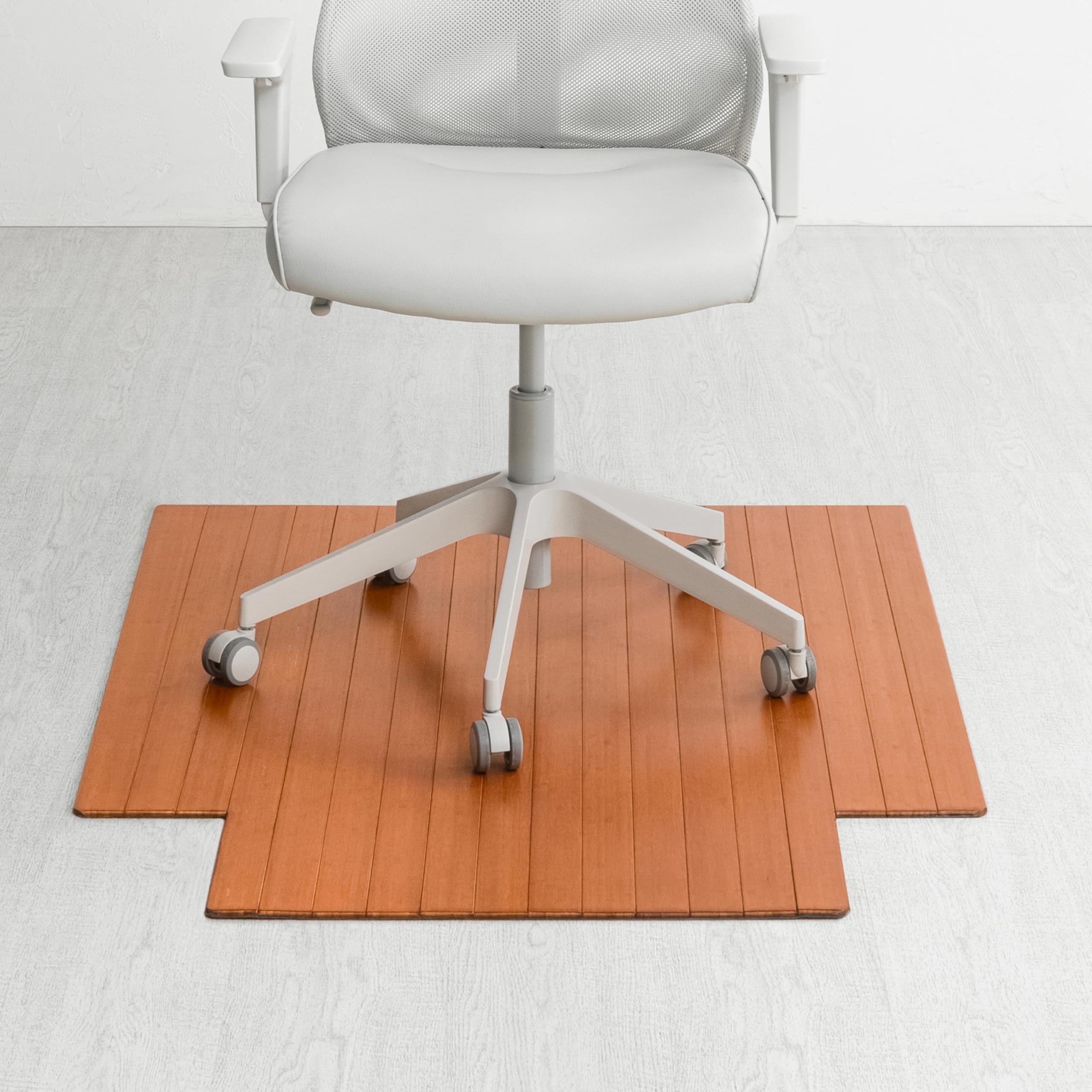 Premium Bamboo Chair Mat for Hardwood Floors - 5mm Thick Anti-Slip Office Chair Mat for Home & Office - Heavy Duty Floor Protector for Rolling Chairs (Ideal for Home Office, Study Room & Workspace)