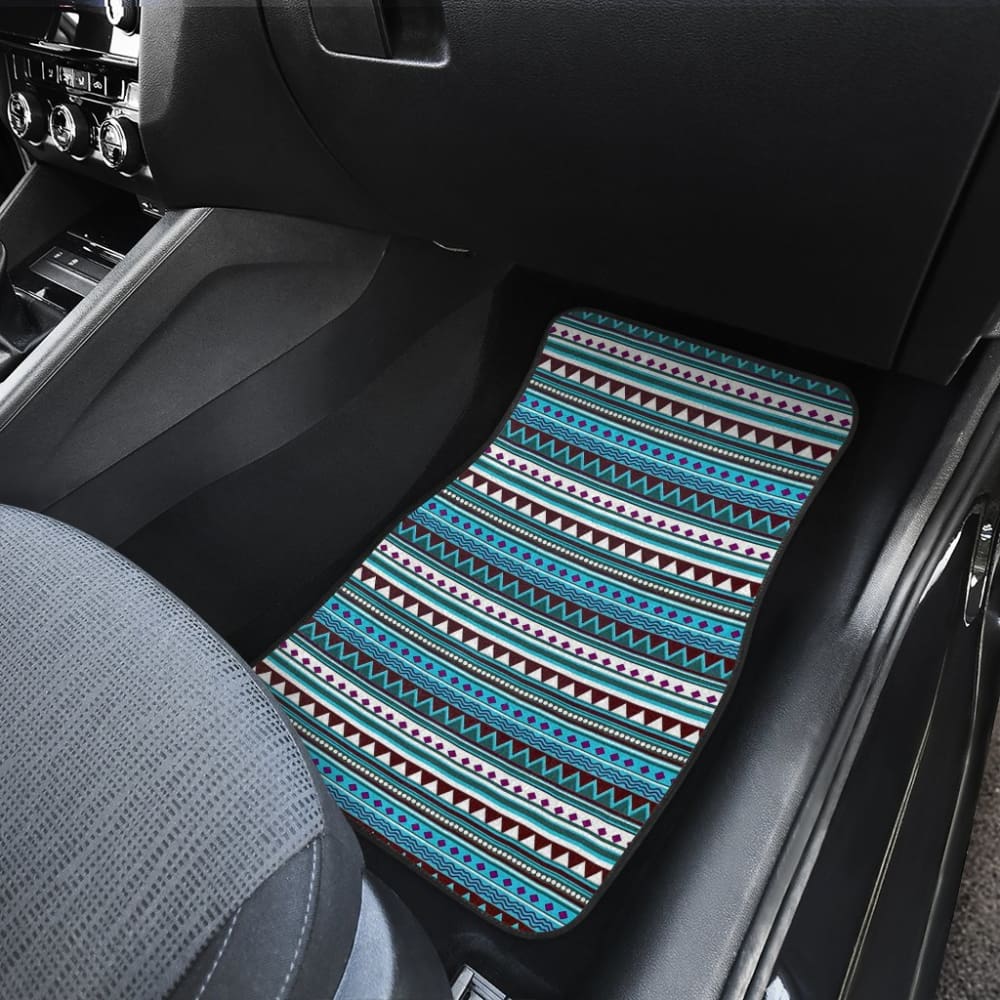 Premium Blue Aztec Pattern Car Floor Mats - All-Weather Protection & Non-Slip Design for SUVs, Trucks & Sedans | Perfect for Road Trips, Daily Commutes & Outdoor Adventures