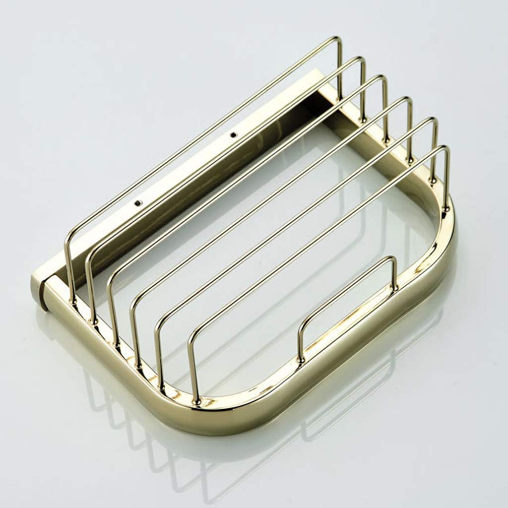Gold Plated Brass Toilet Paper Holder - Wall Mounted Square Metal Paper Towel Shelf (19.5CM) for Bathroom Decor | Rustproof & Durable WC Accessory - Perfect for Modern Homes, Apartments & Luxury Hotels