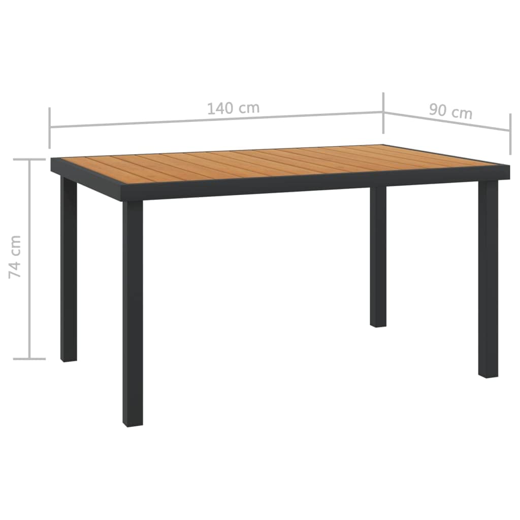 High Table Outdoor Dining Table 55.1x35.4x29.1 Inch Brown Aluminum WPC Pub Table for Patio Backyard Lawn Balcony Poolside Breakfast Kitchen Room Furniture