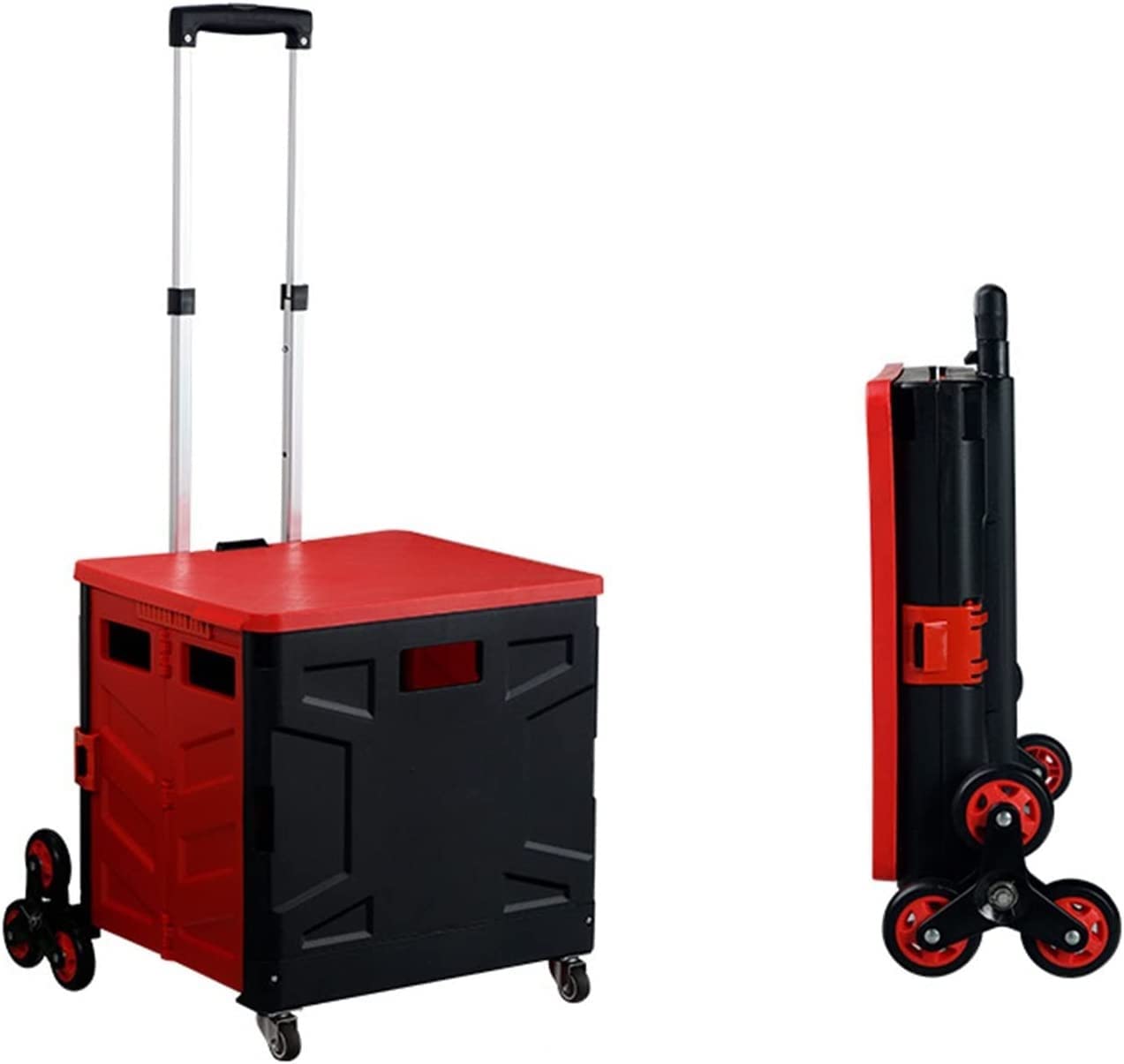 YAOJIA Heavy Duty Foldable Utility Cart with Stair Climbing Wheels - Portable Shopping Cart for Groceries, Office, Camping & Home Use - Collapsible Handcart for Teachers, Warehouse & Outdoor Activities